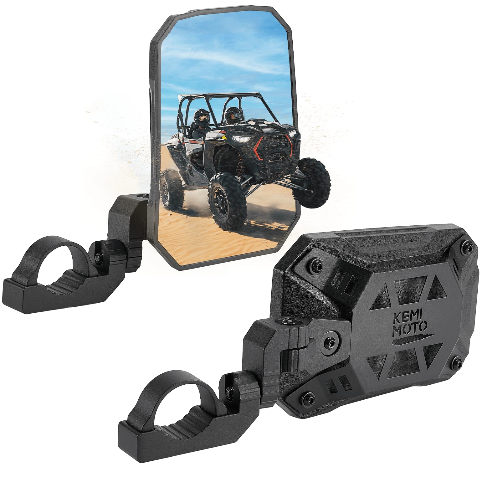 Photo of UTV Side Mirrors, Tool-free Multi-Adjustment for Can Am Maverick X3/ RZR w/ 1.65-2" Roll bar by Kemimoto - Premium for UTVs / Side by Sides