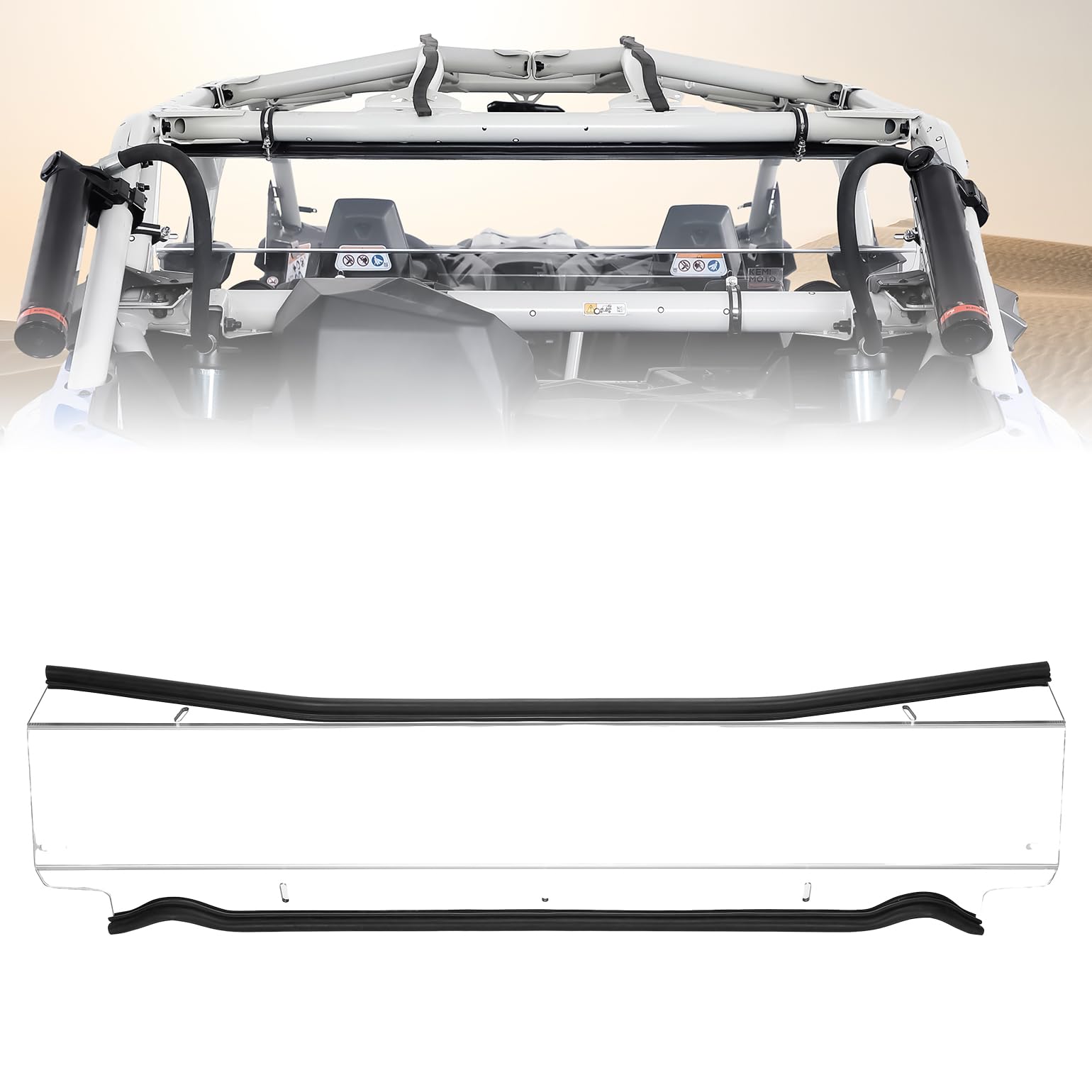 Photo of Upgraded Sealing Rear Windshield for Can-Am Maverick X3/ X3 MAX by Kemimoto - Premium for UTVs / Side by Sides
