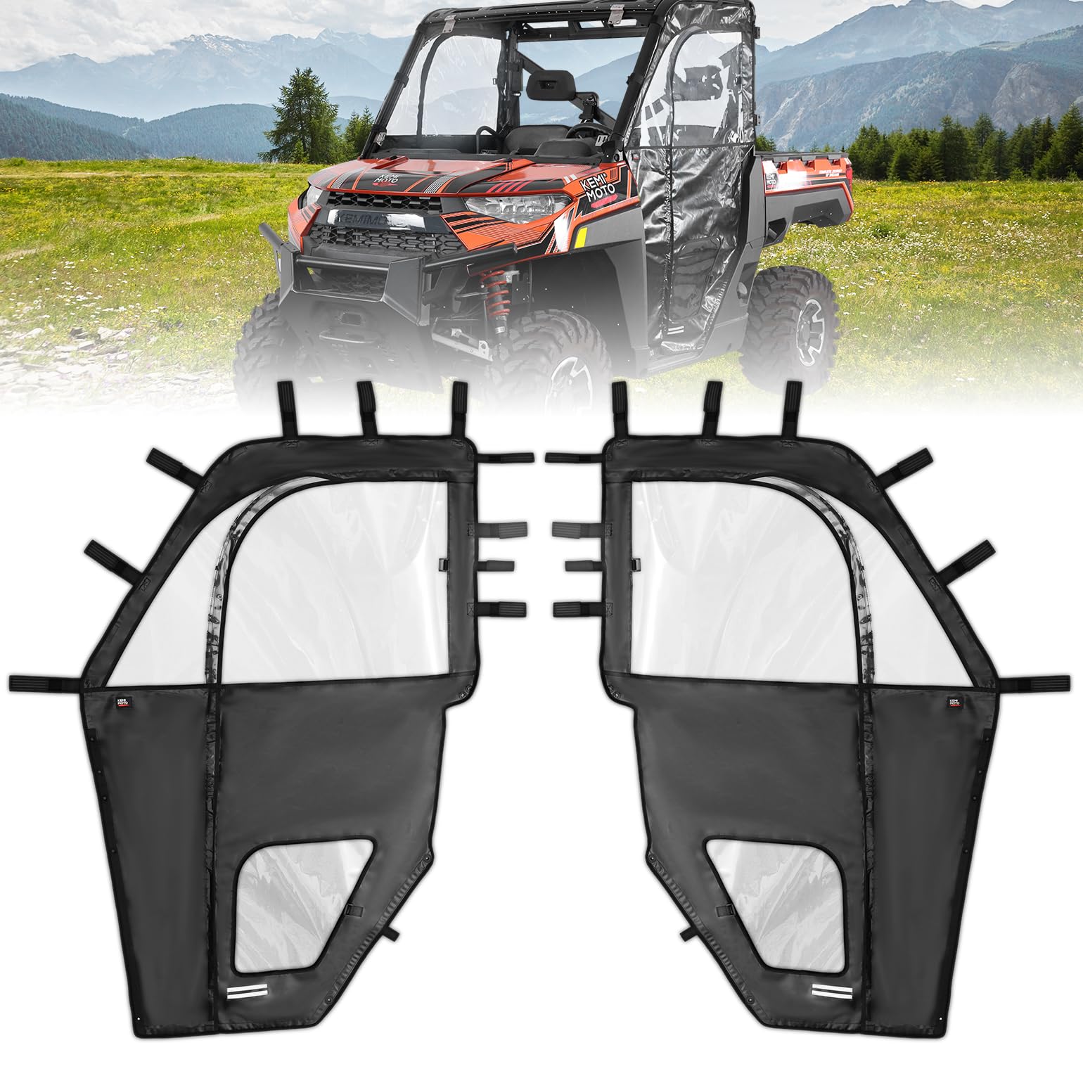 Photo of UTV Cab Enclosure Upper Doors for Ranger XP 1000 (2017-2025) by Kemimoto - Premium for UTVs / Side by Sides