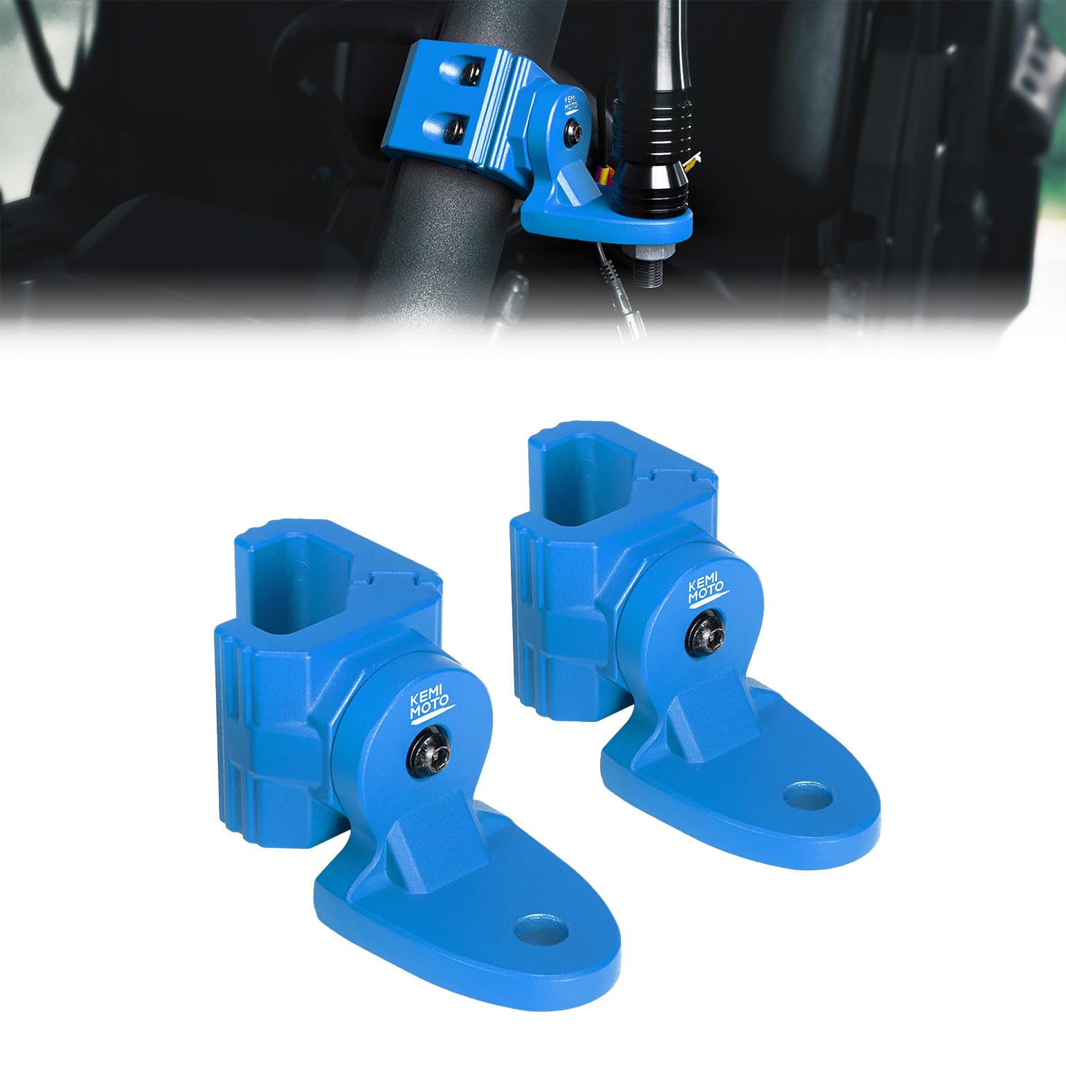 Photo of UTV Whip Light Flag Mounts fit Pro-Fit Cage by Kemimoto - Premium for UTVs / Side by Sides