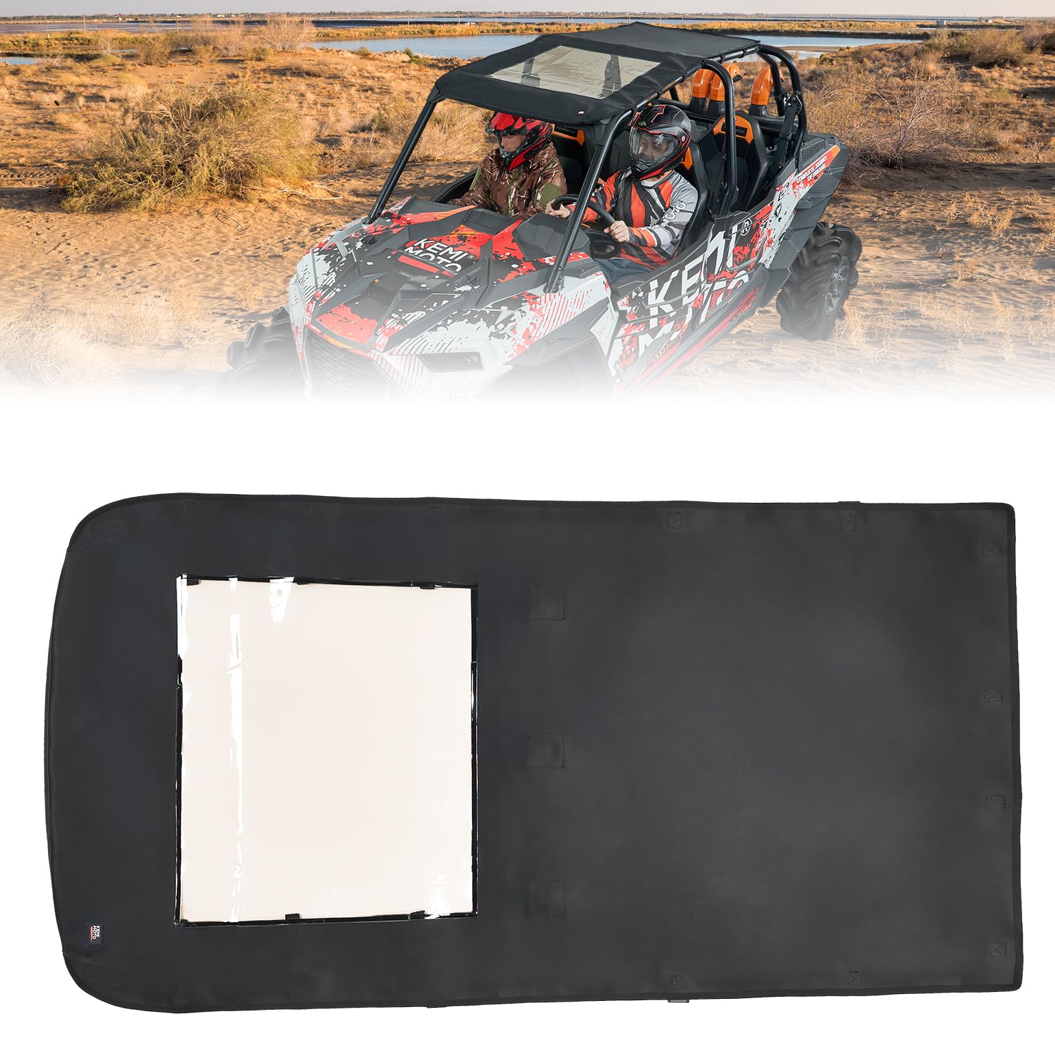 Photo of Waterproof Soft Roof Top for Polaris RZR XP 4 1000/ 4 Turbo / 4 900 by Kemimoto - Premium for UTVs / Side by Sides