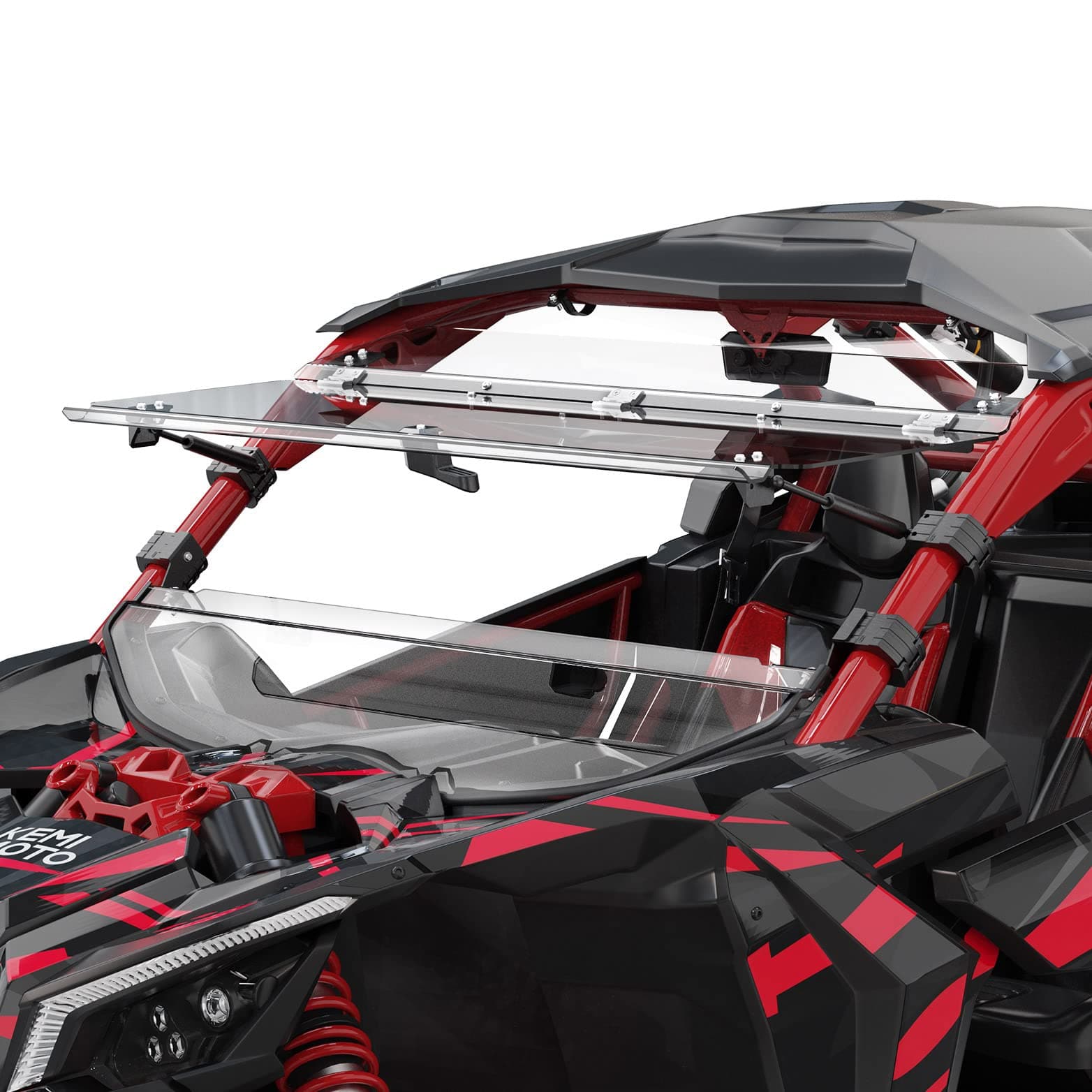 Photo of Kemimoto Flip Windshield and Door Bags for 2017+ Can Am Maverick X3 by Kemimoto - Premium for UTVs / Side by Sides