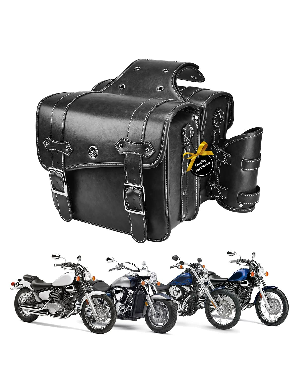 Photo of Motorcycle PU Leather Saddlebag for Softail Dyna Road King V-star Shadow by Kemimoto - Premium for UTVs / Side by Sides