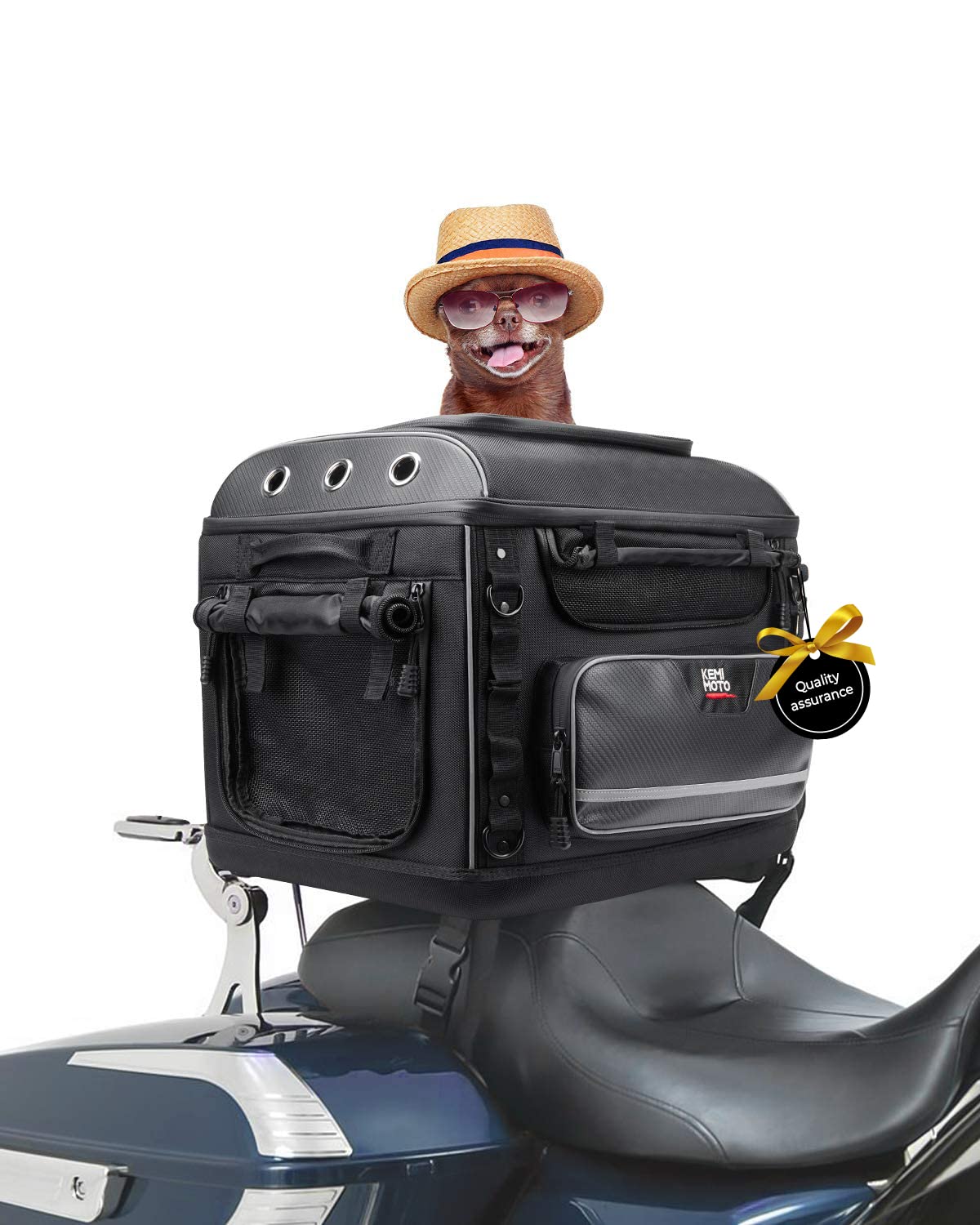 Photo of Motorcycle Pet Carrier Bag for Street Glide Road King by Kemimoto - Premium for UTVs / Side by Sides