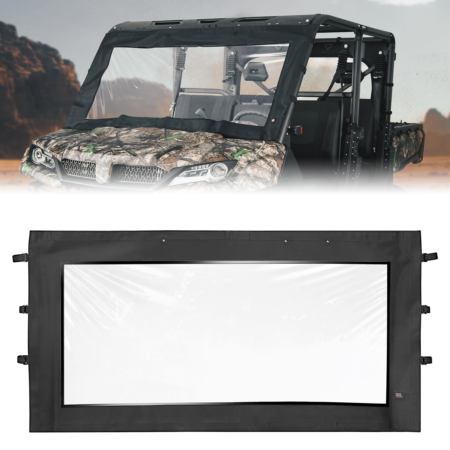 Photo of Soft Front Windshield / Window for CFMOTO Uforce 1000/1000XL by Kemimoto - Premium for UTVs / Side by Sides