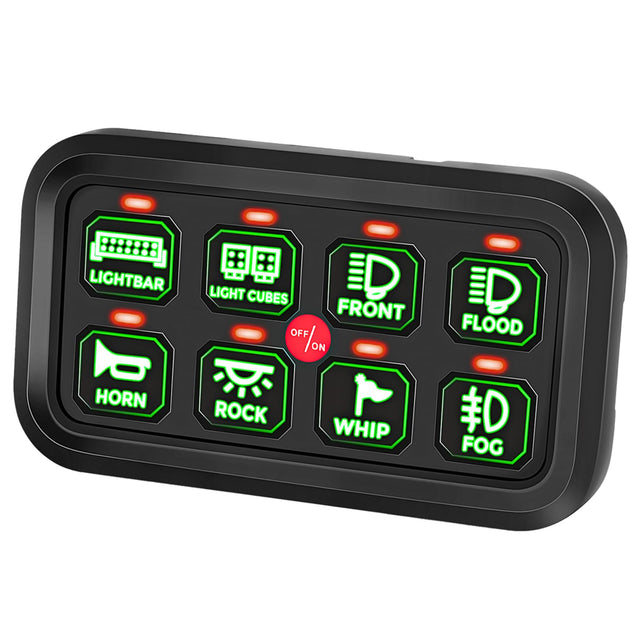 Photo of Kemimoto 12-24V 8 Gang Switch Panel for Cars, UTVs, Trucks, Wrangler & RZR X3 by Kemimoto - Premium for UTVs / Side by Sides