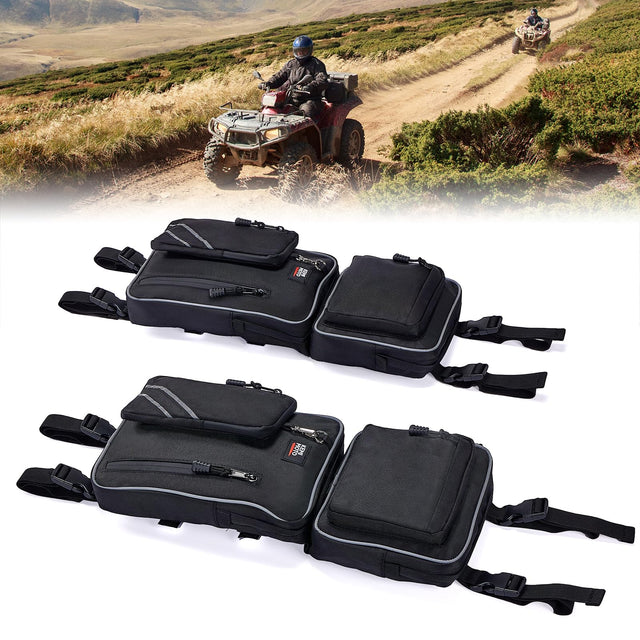 Photo of 1 Pair ATV Fender Bag with Cup Holder for sportsman Fourtrax Foreman Grizzly by Kemimoto - Premium for UTVs / Side by Sides