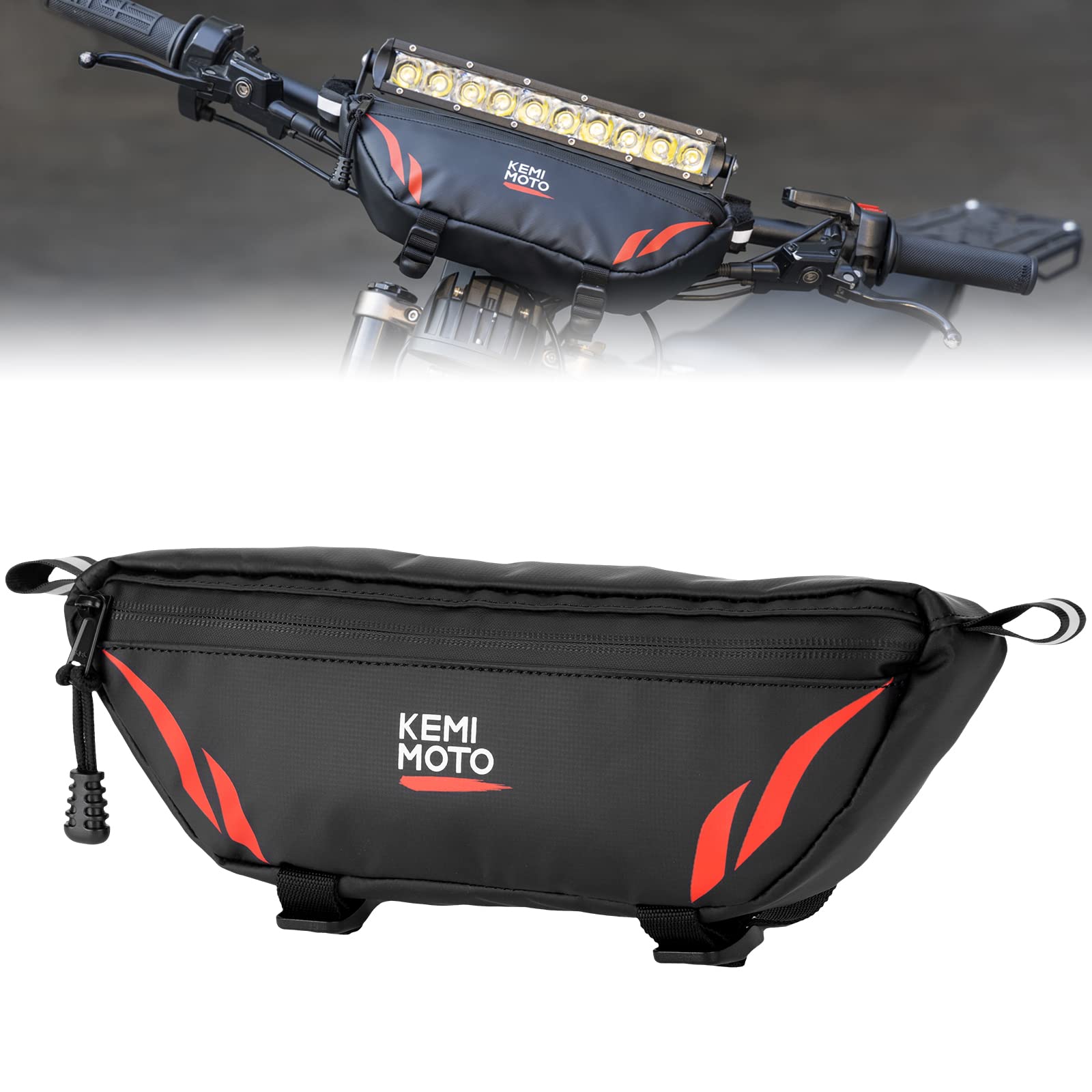 Photo of Universal Motorcycle Handlebar Bag for Dirt Bike,Scooter by Kemimoto - Premium for UTVs / Side by Sides