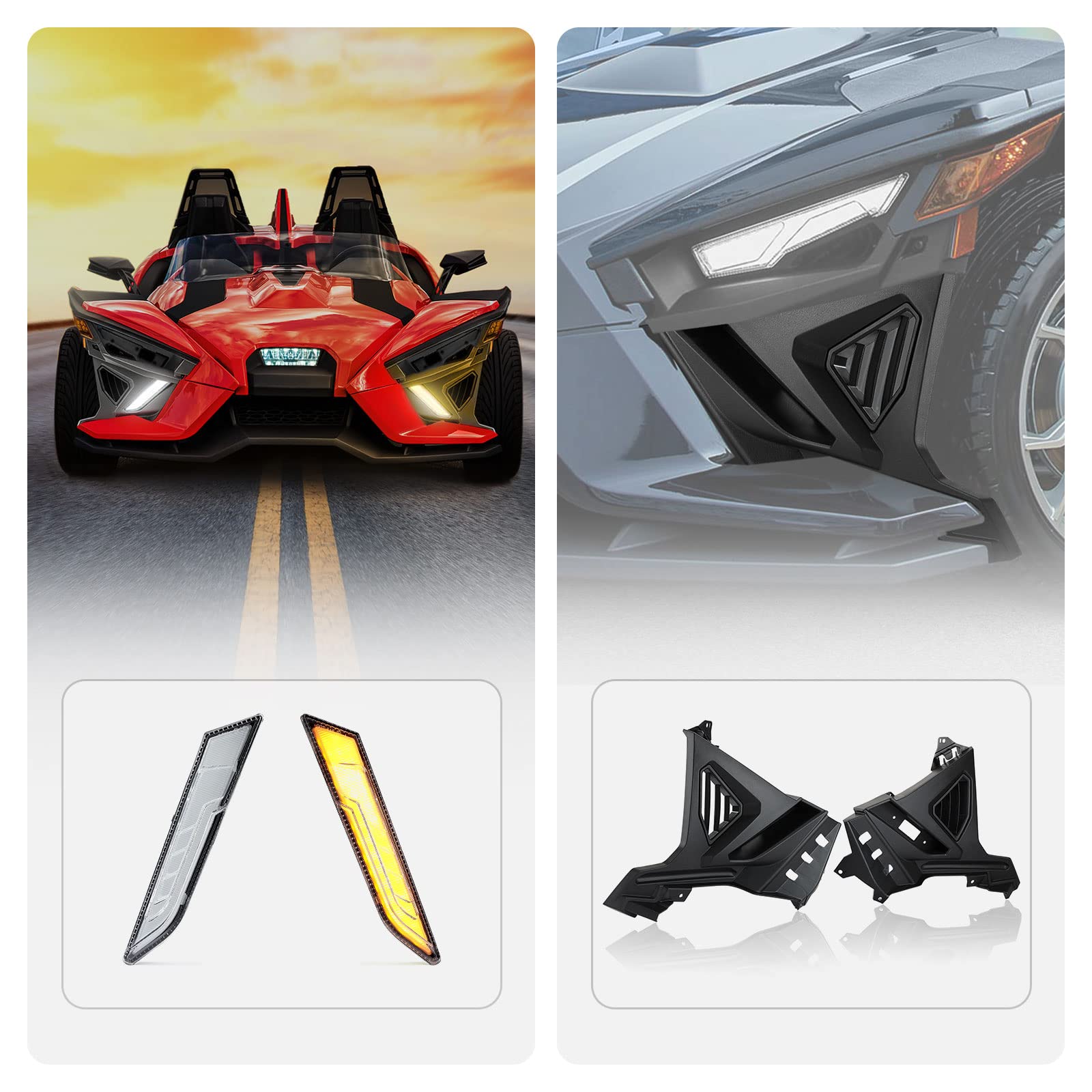 Photo of Kemimoto Front Lower Accent Panel Light Kit & Lower Accent Pannel Kit for Polaris Slingshot by Kemimoto - Premium for UTVs / Side by Sides