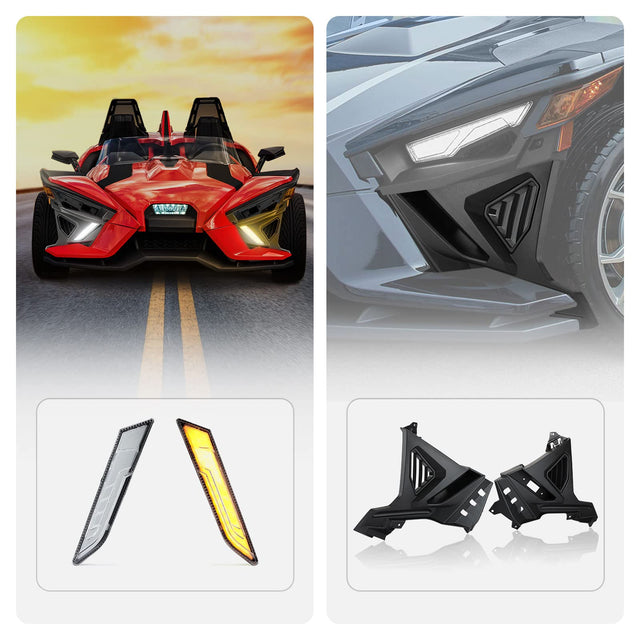 Photo of Kemimoto Front Lower Accent Panel Light Kit & Lower Accent Pannel Kit for Polaris Slingshot by Kemimoto - Premium for UTVs / Side by Sides