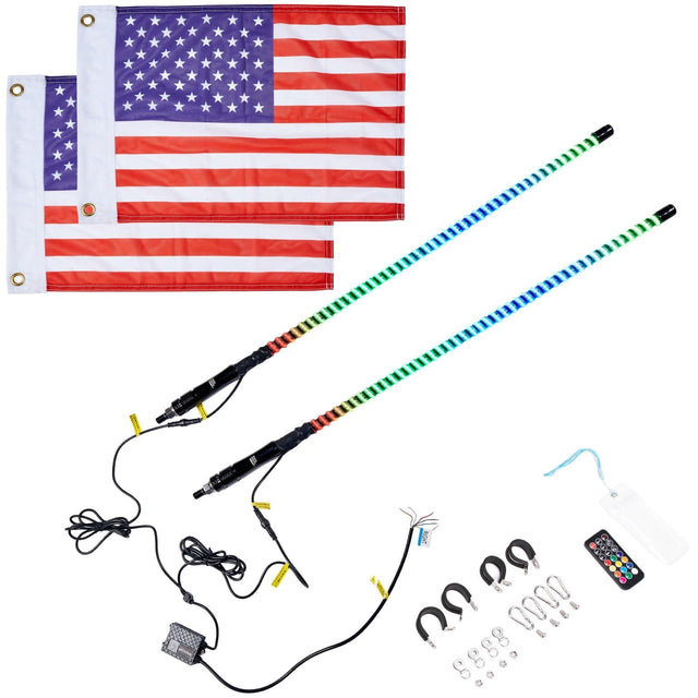 Photo of 2PCS 3FT COB Whip Lights w/ App & Remote Control for UTV ATV Boats by Kemimoto - Premium for UTVs / Side by Sides