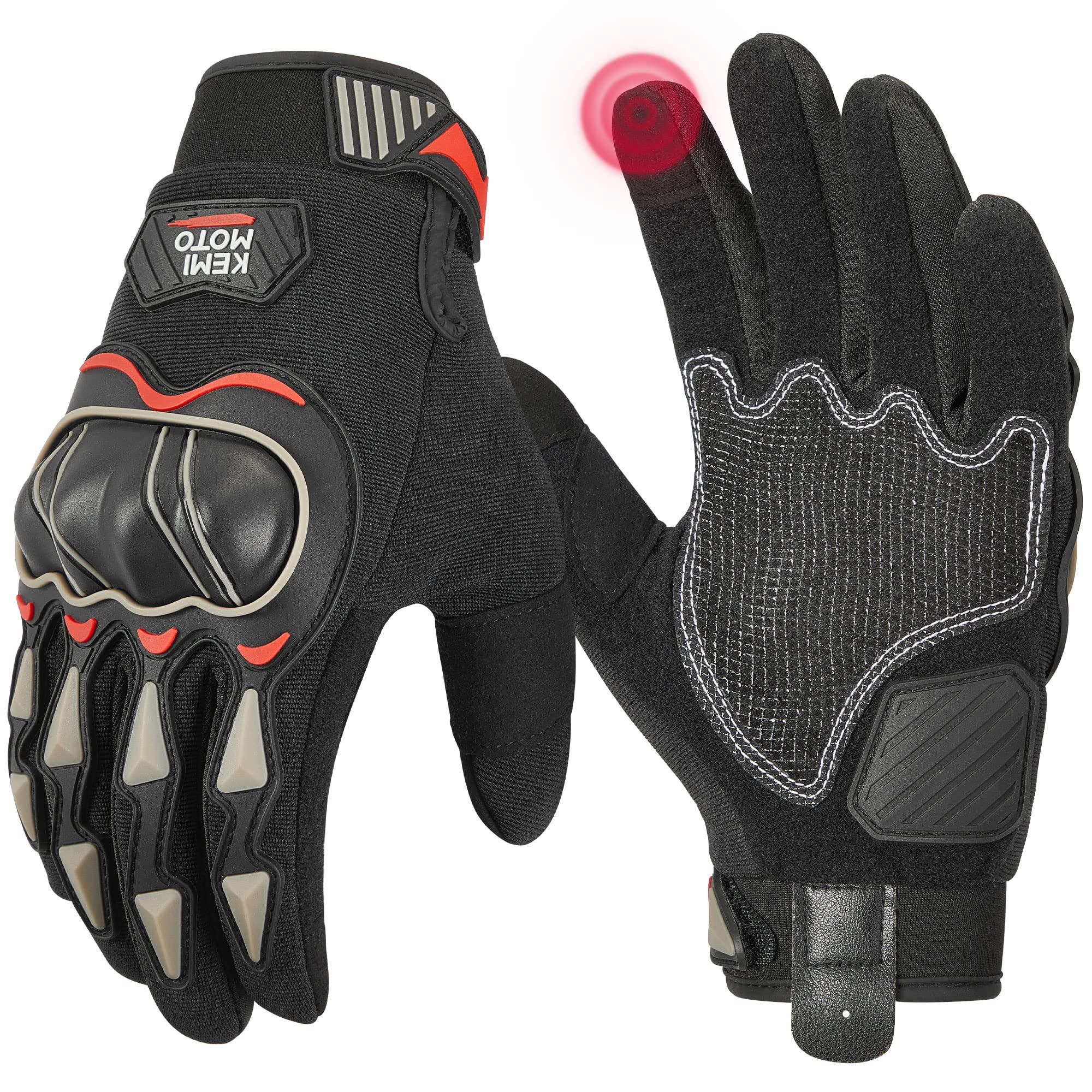 Photo of Motorcycle Touchscreen Riding Gloves with Hard Knuckle by Kemimoto - Premium for UTVs / Side by Sides