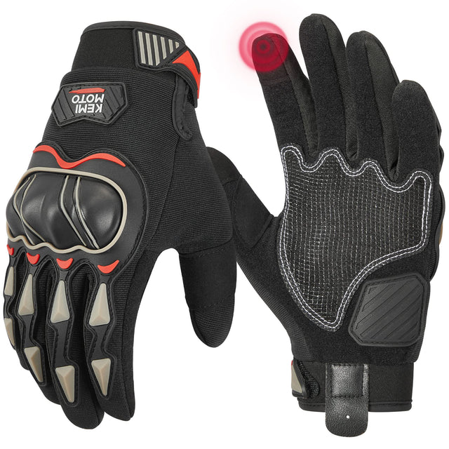 Photo of Motorcycle Touchscreen Riding Gloves with Hard Knuckle by Kemimoto - Premium for UTVs / Side by Sides