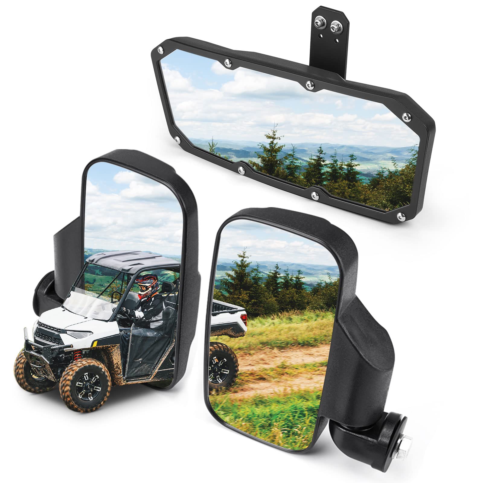 Photo of UTV Mirror Set for Ranger 500 570 900 1000 XP w/Pro-Fit tube cages by Kemimoto - Premium for UTVs / Side by Sides