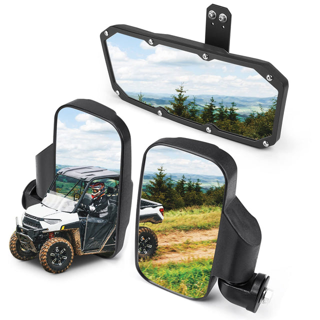 Photo of UTV Mirror Set for Ranger 500 570 900 1000 XP w/Pro-Fit tube cages by Kemimoto - Premium for UTVs / Side by Sides