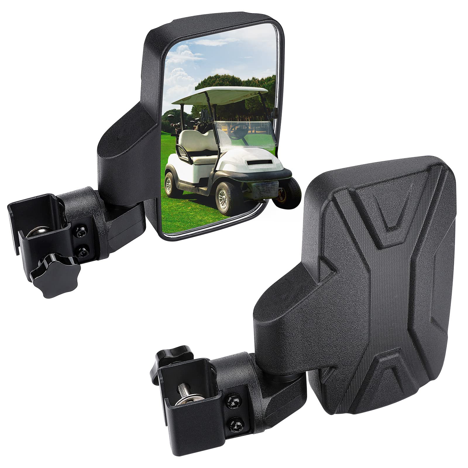 Photo of Golf Cart Side Mirrors for 0.75"-1.25" Square Rail by Kemimoto - Premium for UTVs / Side by Sides