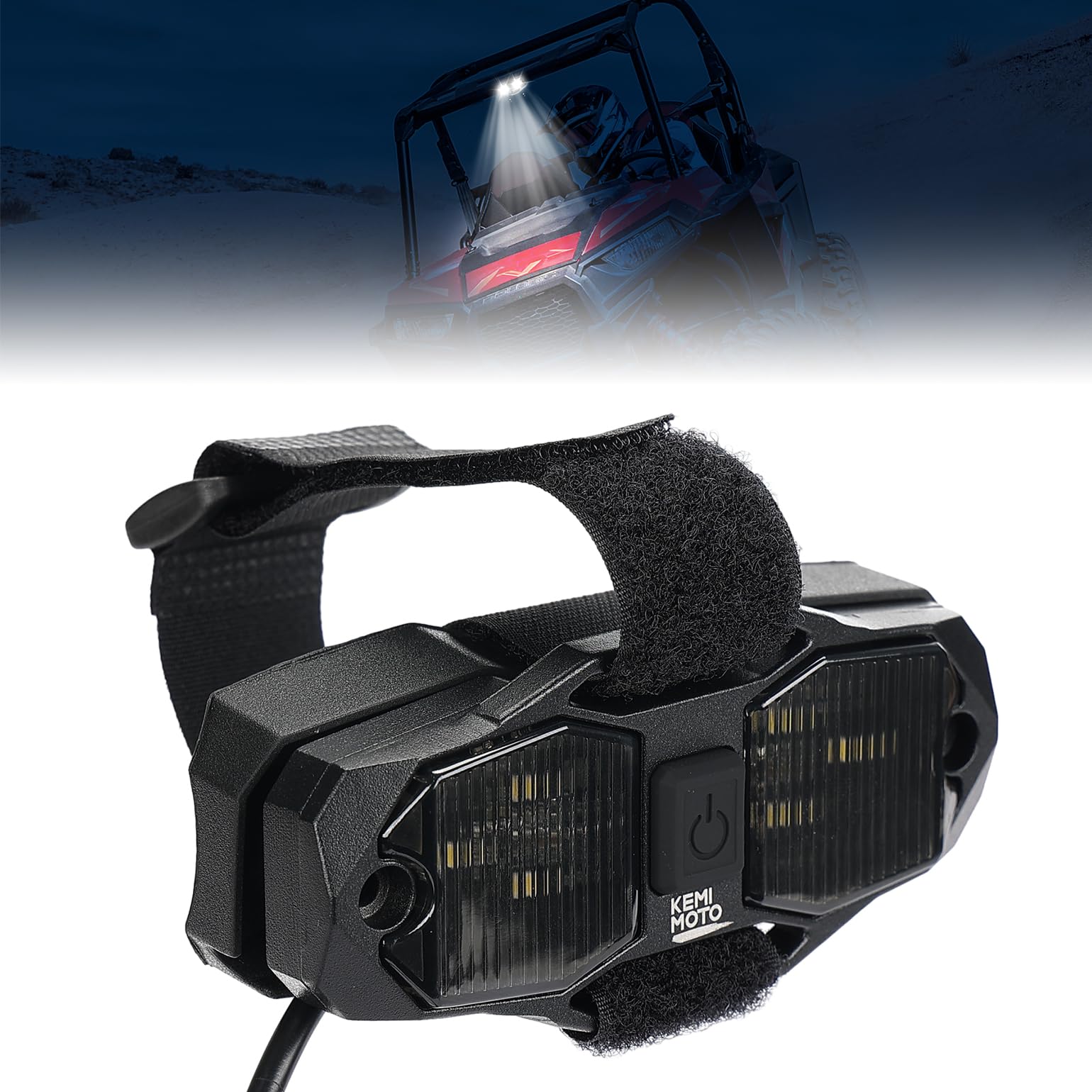 Photo of Universal Waterproof LED Light for Cab Roll Cage by Kemimoto - Premium for UTVs / Side by Sides