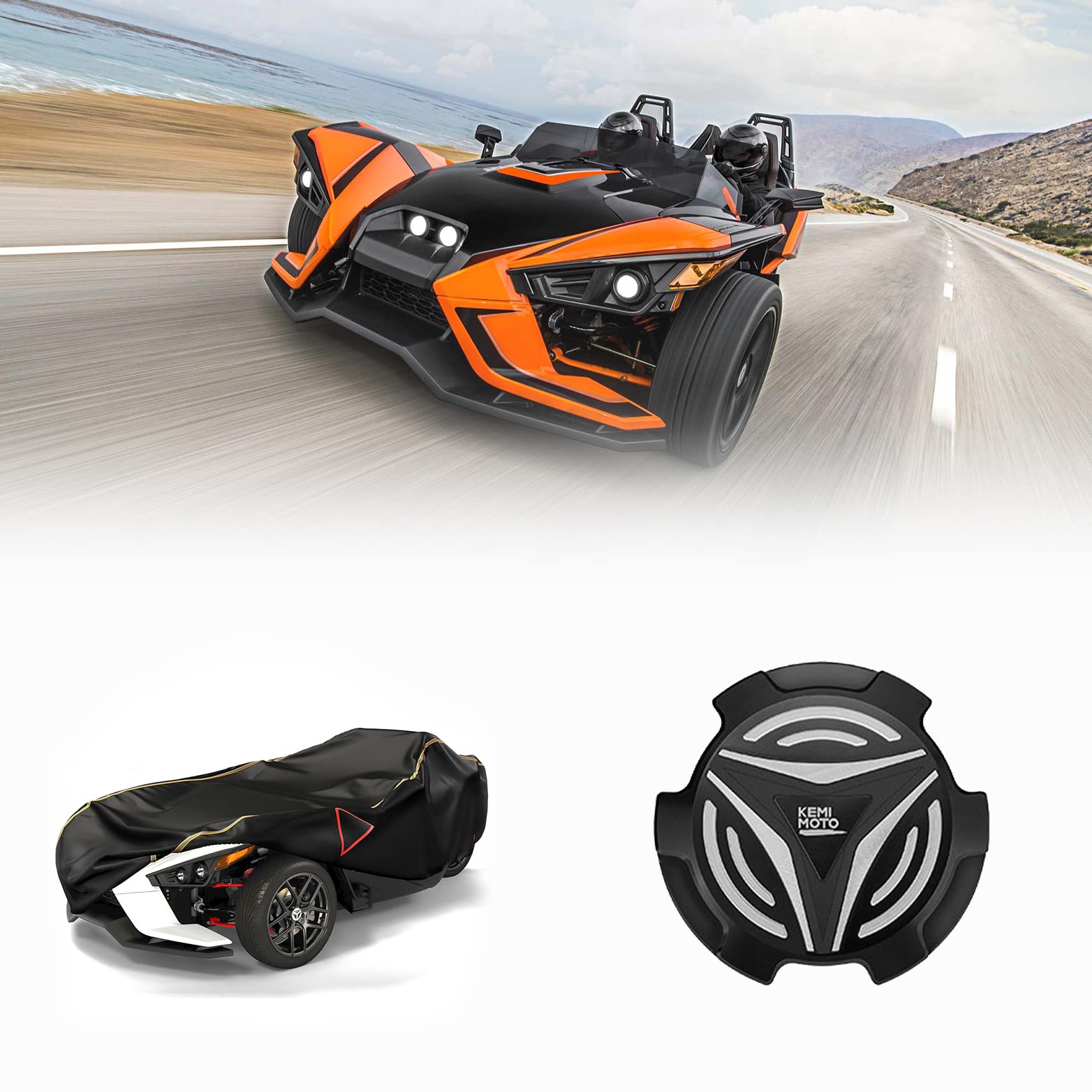 Photo of Kemimoto Full Cover & Aluminum Gas Cap for Polaris Slingshot SL LE R S SLR by Kemimoto - Premium for UTVs / Side by Sides