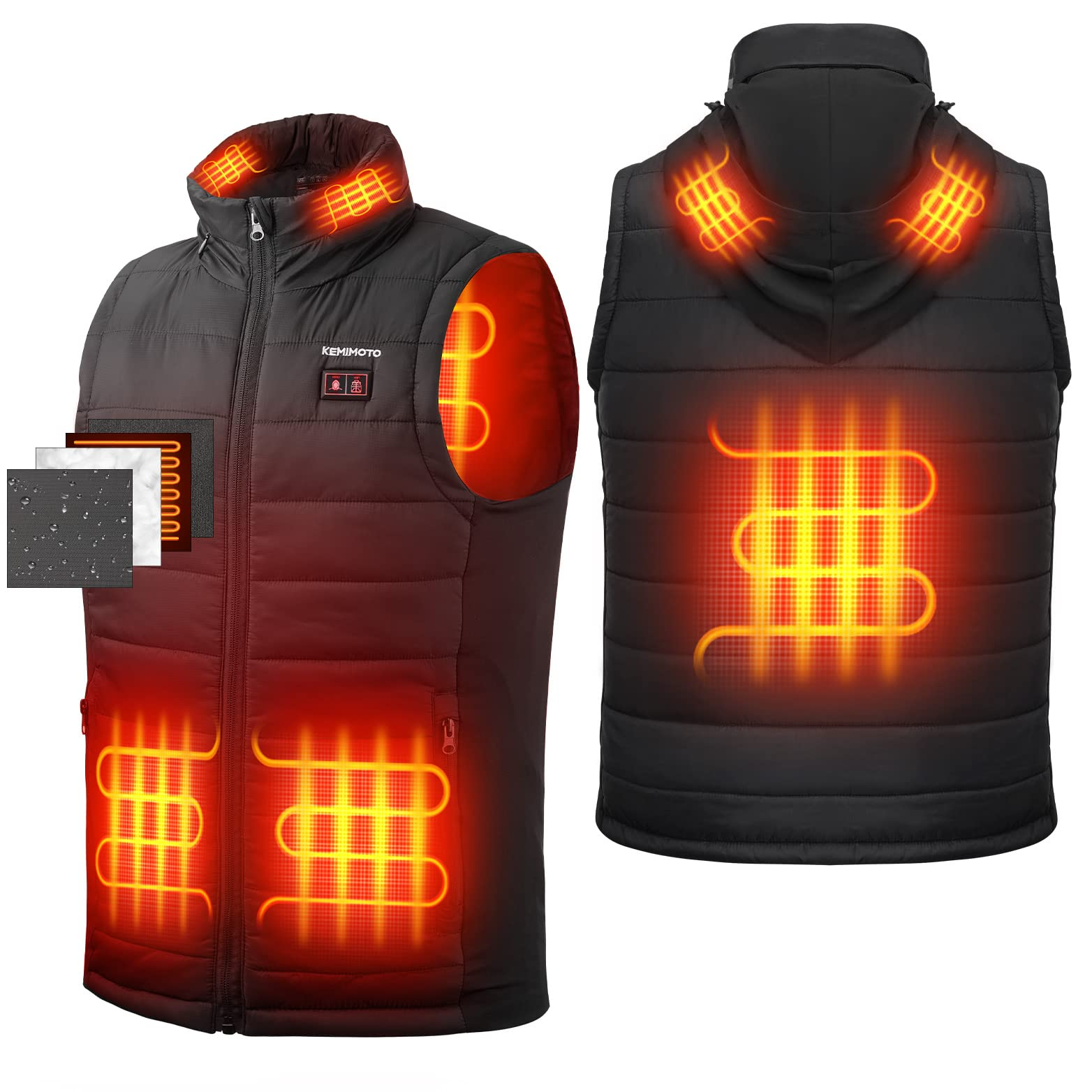 Photo of Heated Vest With Heated Hood - Black by Kemimoto - Premium for UTVs / Side by Sides