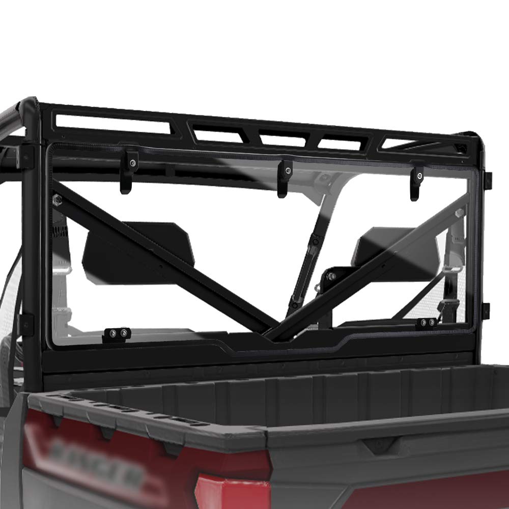 Photo of Rear Windshield Hard Tool-Free Install for Polaris Ranger XP 1000/Crew 2015-2024 by Kemimoto - Premium for UTVs / Side by Sides