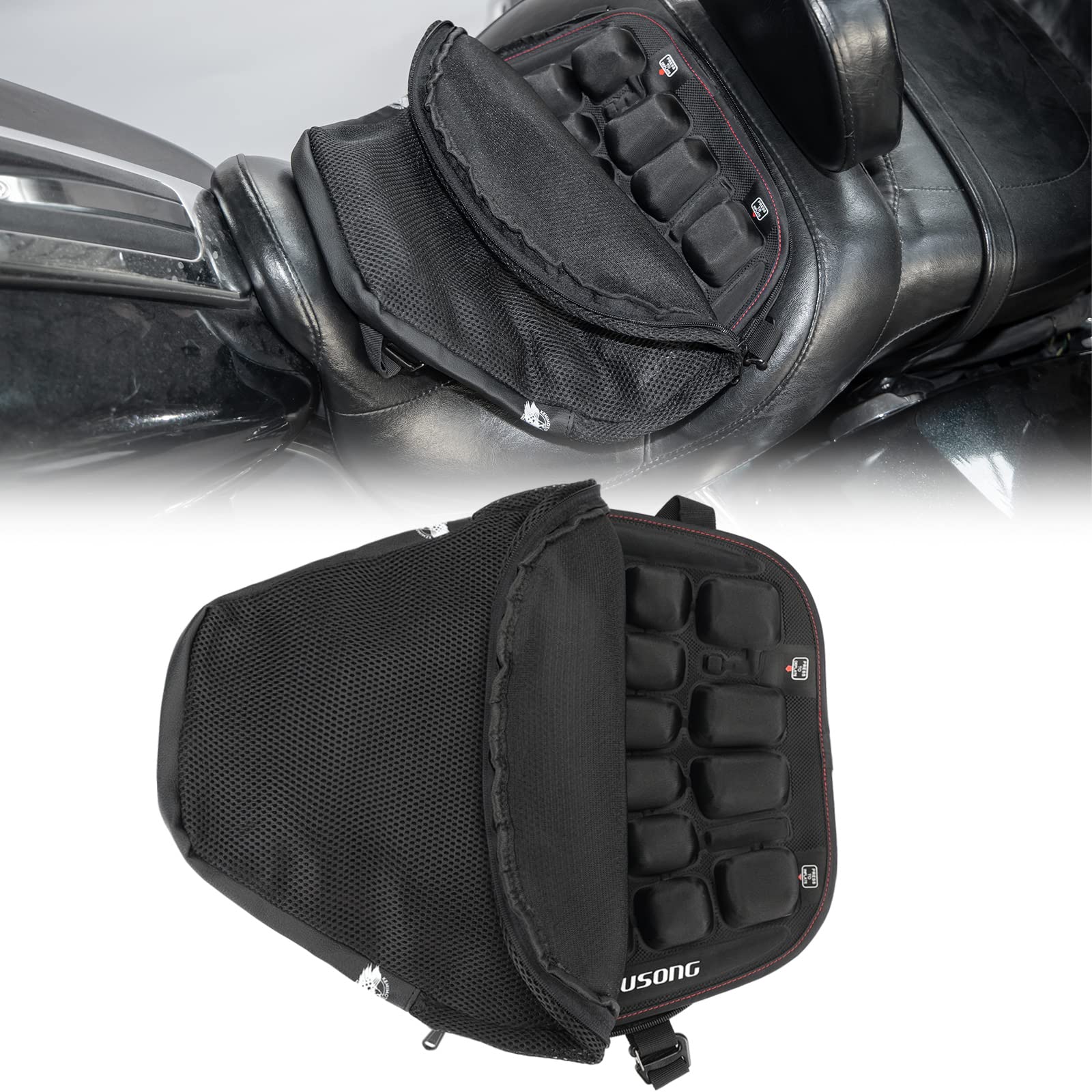 Photo of Motorcycle Foldable 3D Air Fillable Seat Cushion by Kemimoto - Premium for UTVs / Side by Sides