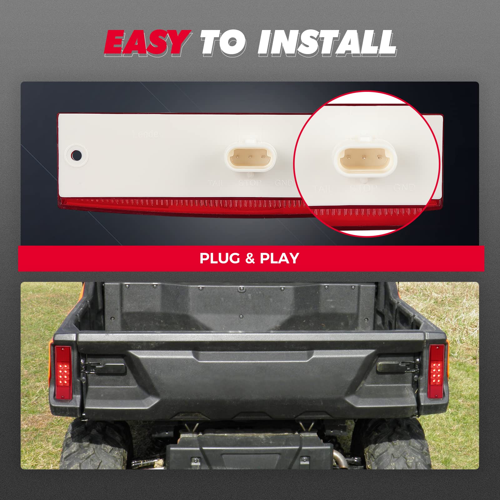 Photo of Rear Tail Light Fit Polaris Ranger 400/ 500/ 570/ Midsize 800 by Kemimoto - Premium for UTVs / Side by Sides