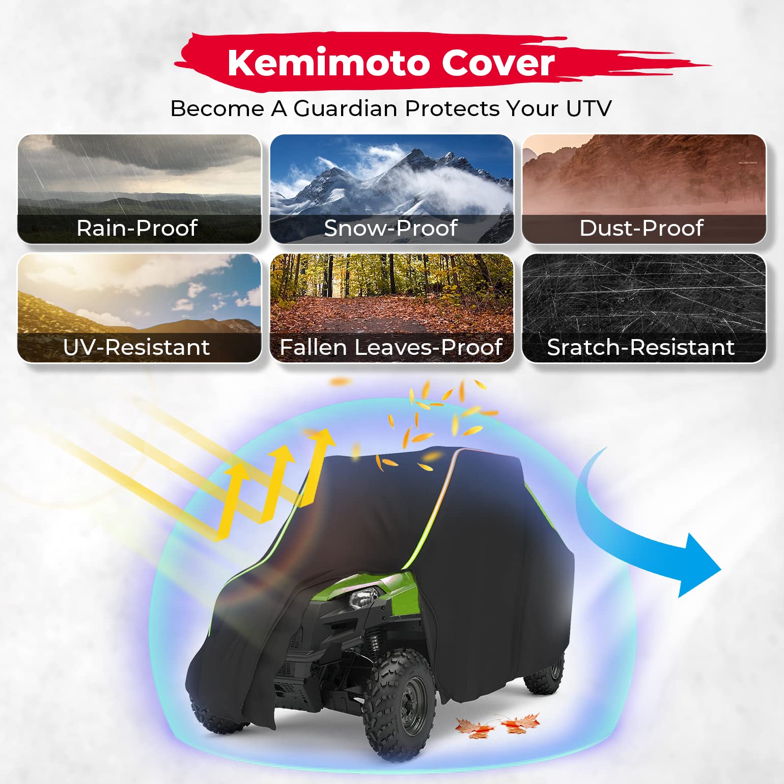 Photo of UTV Cover Rays-Reflective Strip for Polaris, Can-Am, Kawasaki,CFMOTO by Kemimoto - Premium for UTVs / Side by Sides