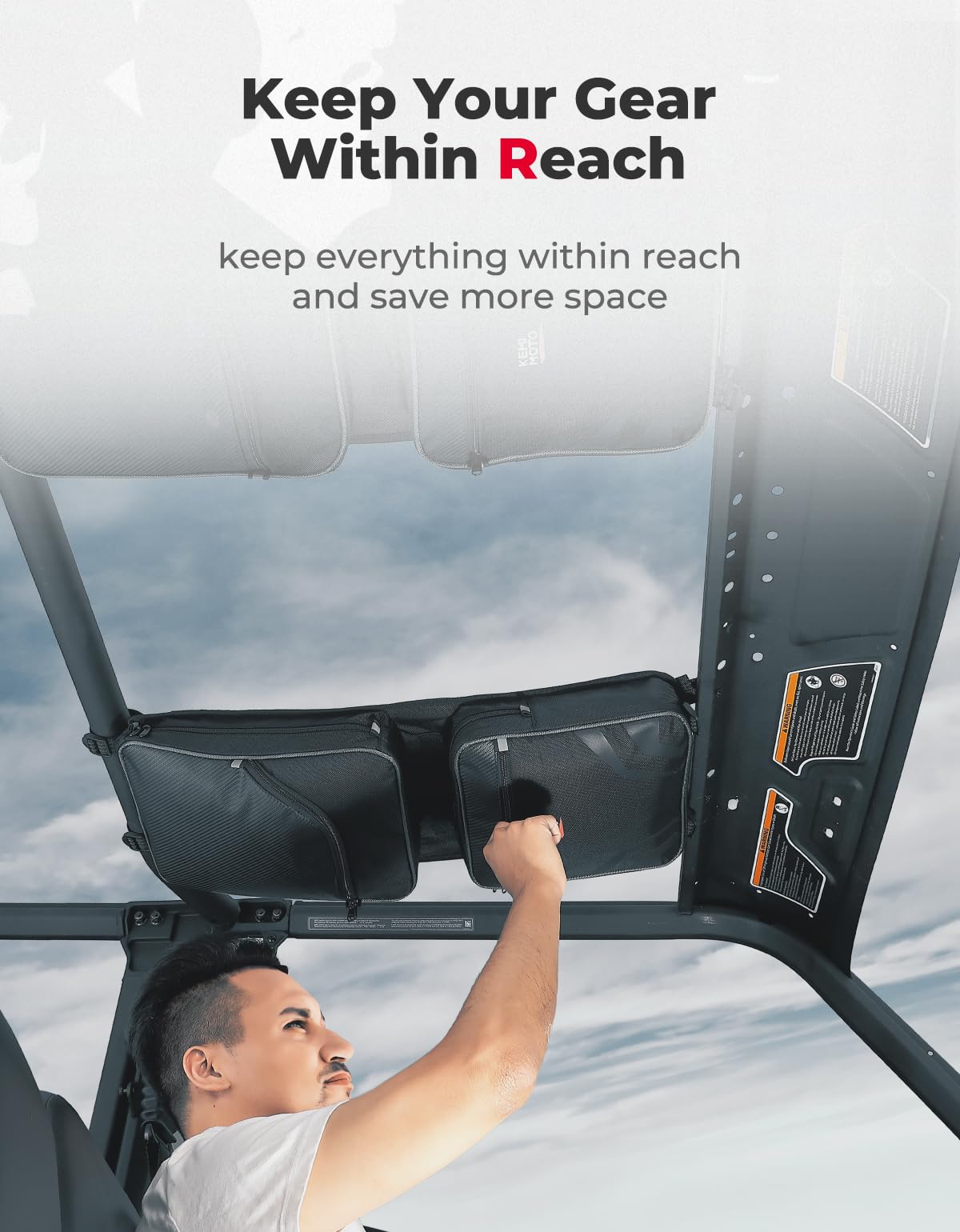 Photo of 2PCS Overhead Bags 1680D for Can-Am Defender HD10|9|8|7|5 by Kemimoto - Premium for UTVs / Side by Sides