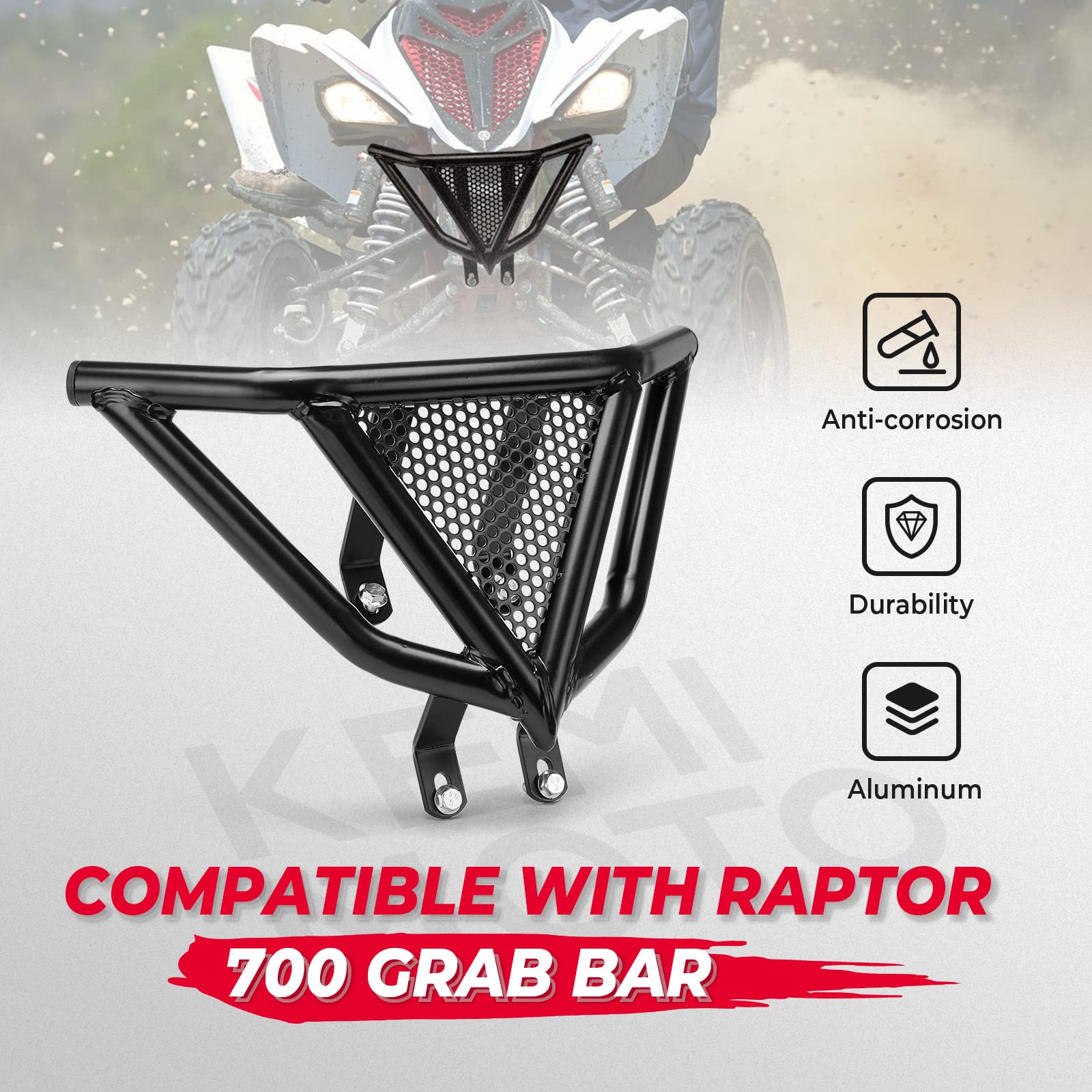 Photo of Kemimoto Front Bumper for Yamaha Raptor 700 700R 2006-2022 by Kemimoto - Premium for UTVs / Side by Sides
