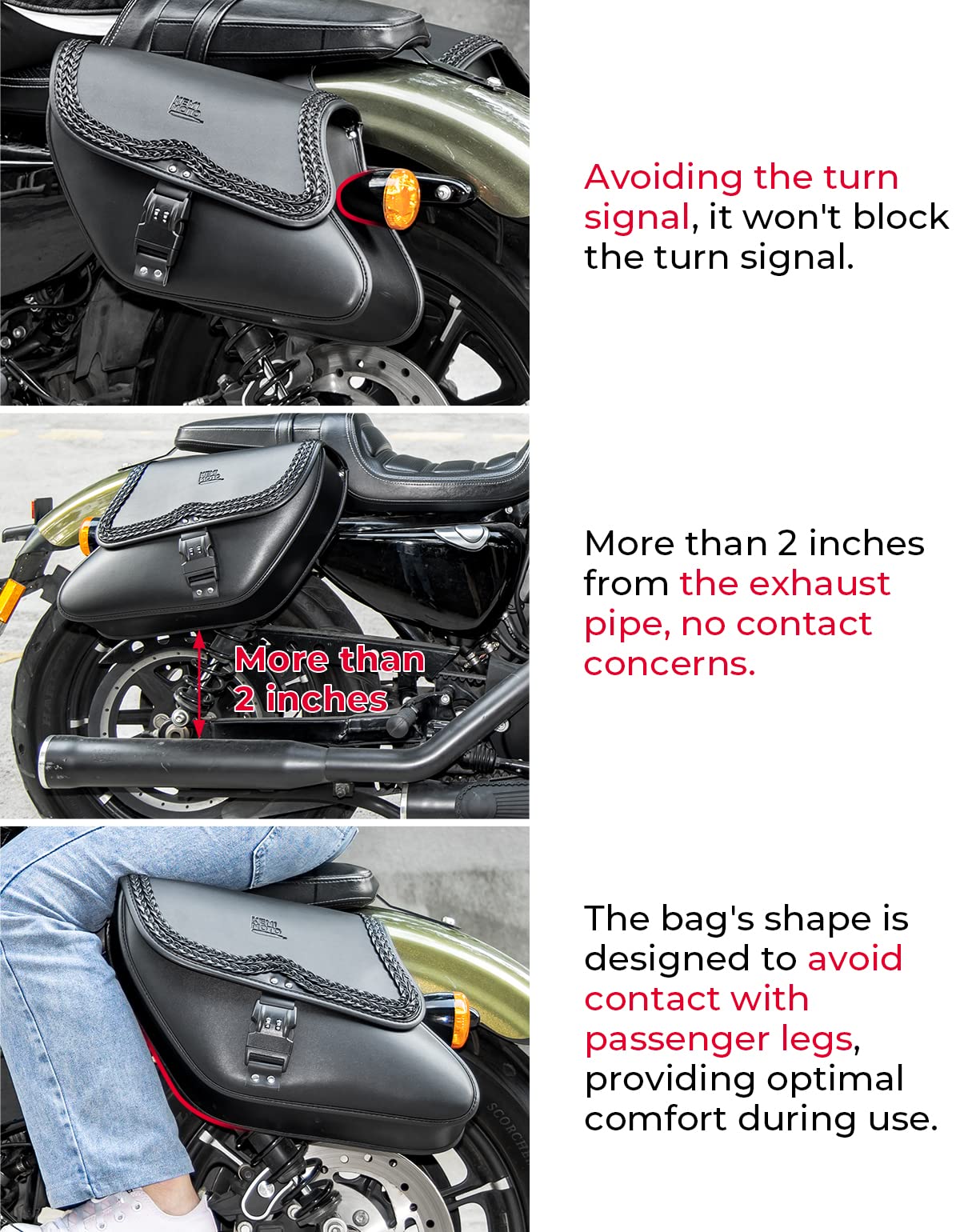 Photo of 28L Synthetic Leather Saddlebags with Lock for Sportster 883 Softail Dyna by Kemimoto - Premium for UTVs / Side by Sides