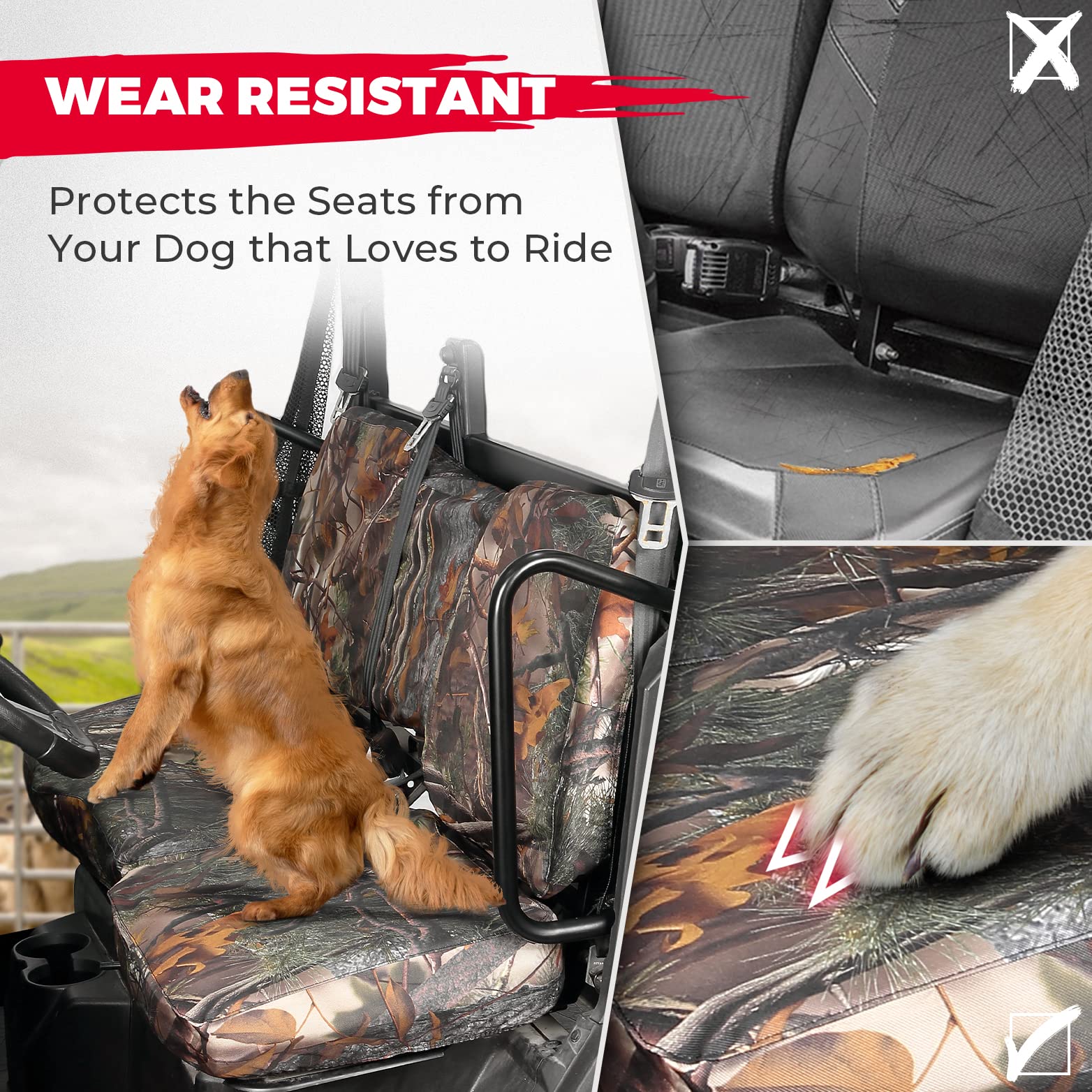 Photo of Seat Cover with Headrest Cover for Polaris Ranger Crew 1000/Crew XP 1000 by Kemimoto - Premium for UTVs / Side by Sides