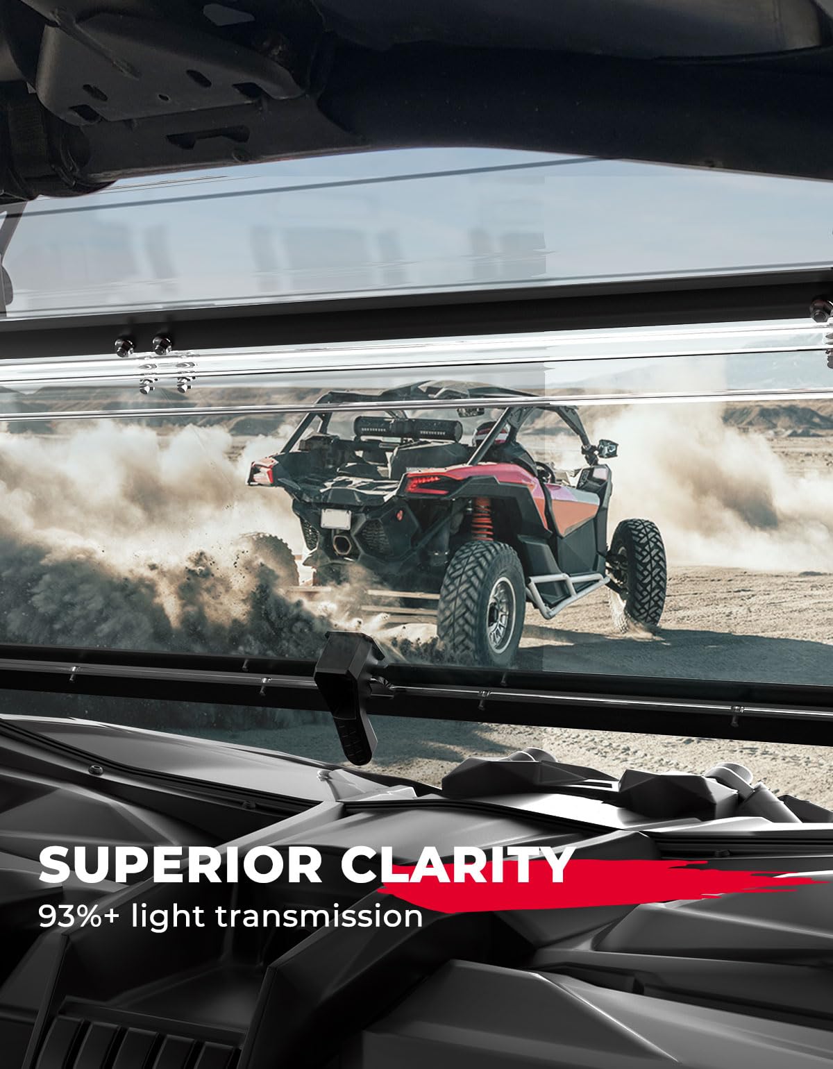 Photo of Scratch Resistant PC Flip Windshield for Can Am Maverick X3 by Kemimoto - Premium for UTVs / Side by Sides