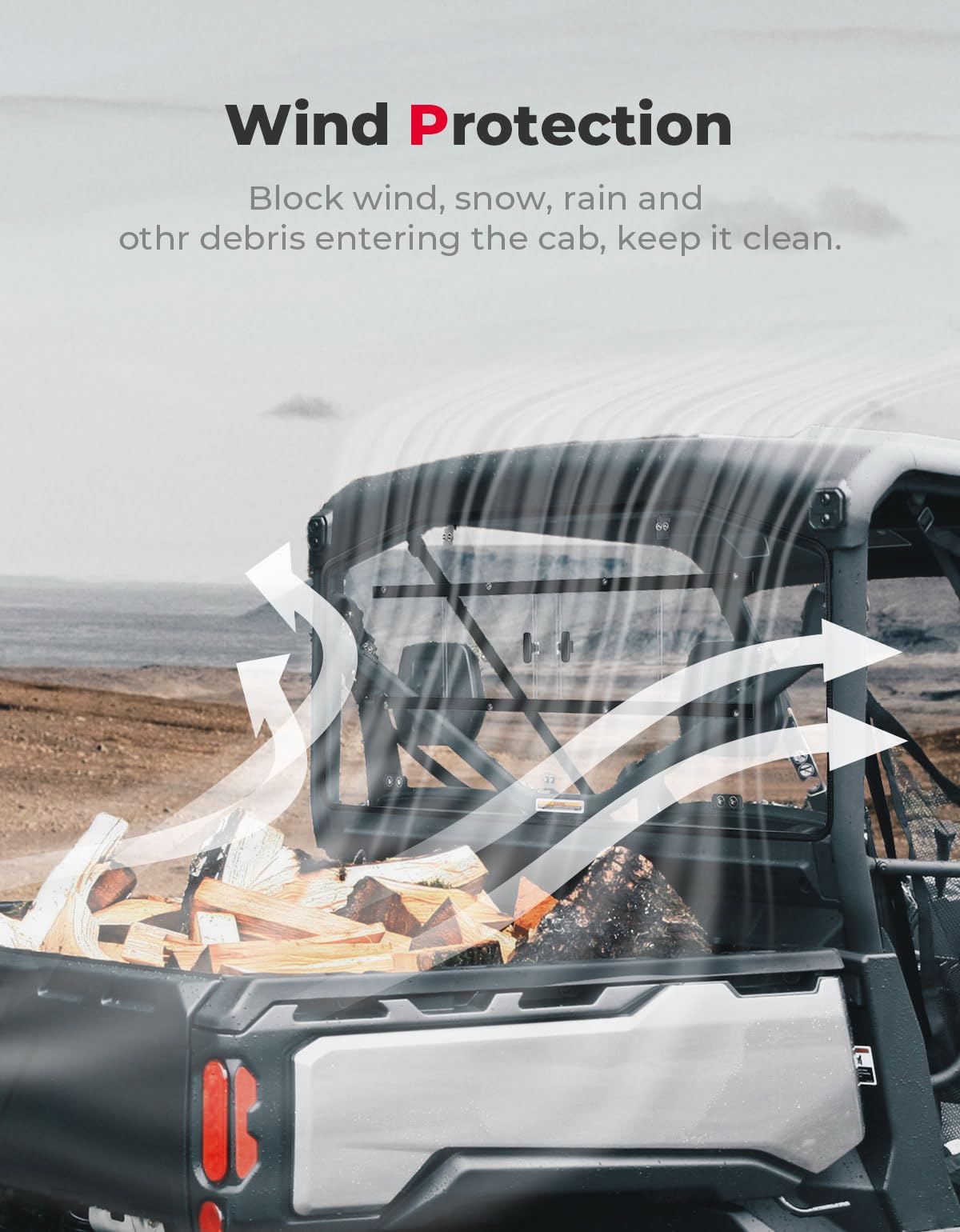 Photo of Sliding Rear Windshield for Can-Am Defender HD10|9|8|7|5 by Kemimoto - Premium for UTVs / Side by Sides