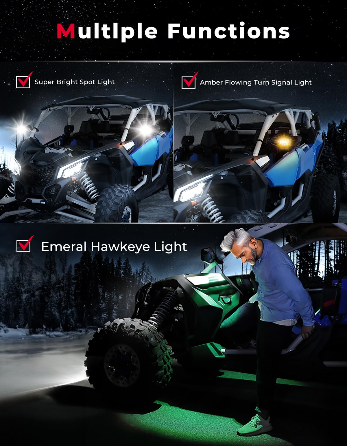 Photo of UTV LED Lighted Side Mirrors with Flowing Turn Signal for Polaris RZR XP Turbo by Kemimoto - Premium for UTVs / Side by Sides