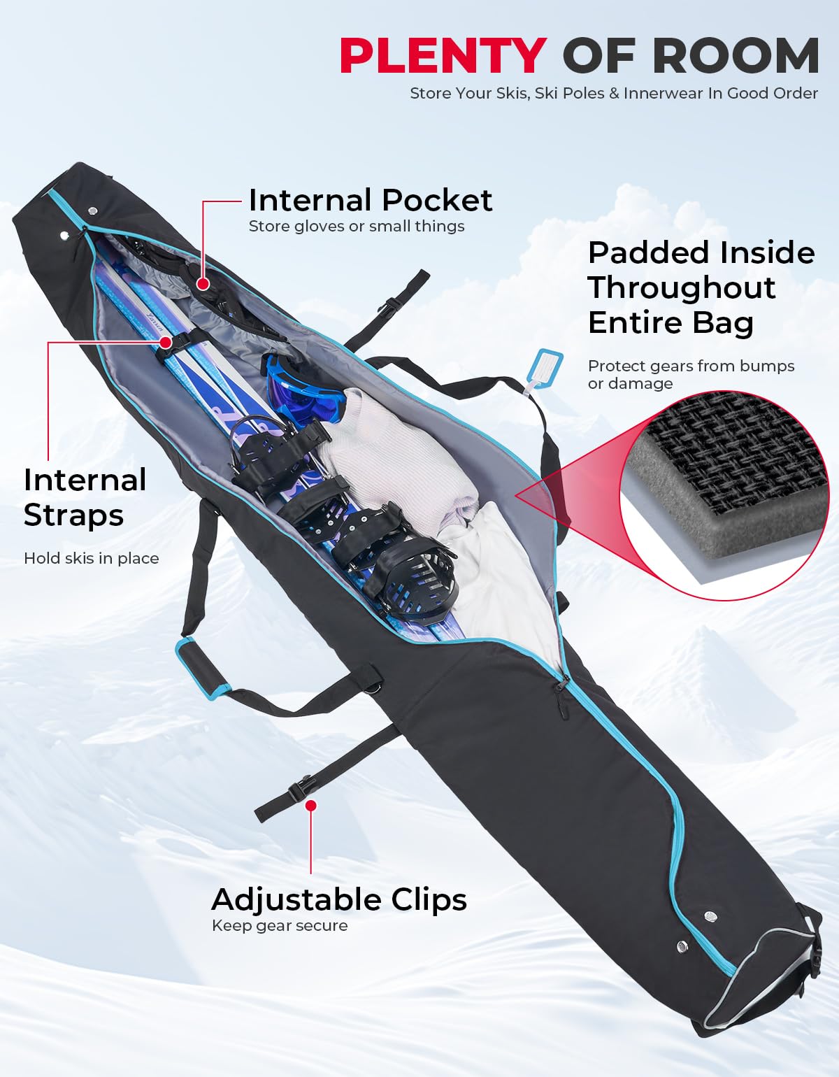 Photo of Snowboard Bag, 360° Fully Padded Ski Bag by Kemimoto - Premium for UTVs / Side by Sides