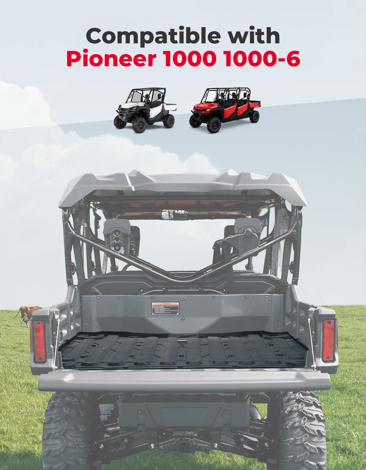 Photo of UTV Bed Liner Mat for Honda Pioneer 1000/ 1000-6 2016-2024 by Kemimoto - Premium for UTVs / Side by Sides
