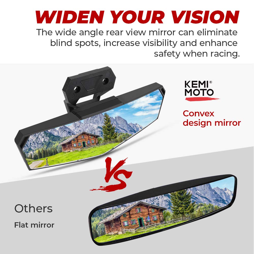 Photo of Kemimoto Center Rear View Mirror for Polaris RZR PRO XP / 4, Turbo R /4, RZR XP 1000 by Kemimoto - Premium for UTVs / Side by Sides