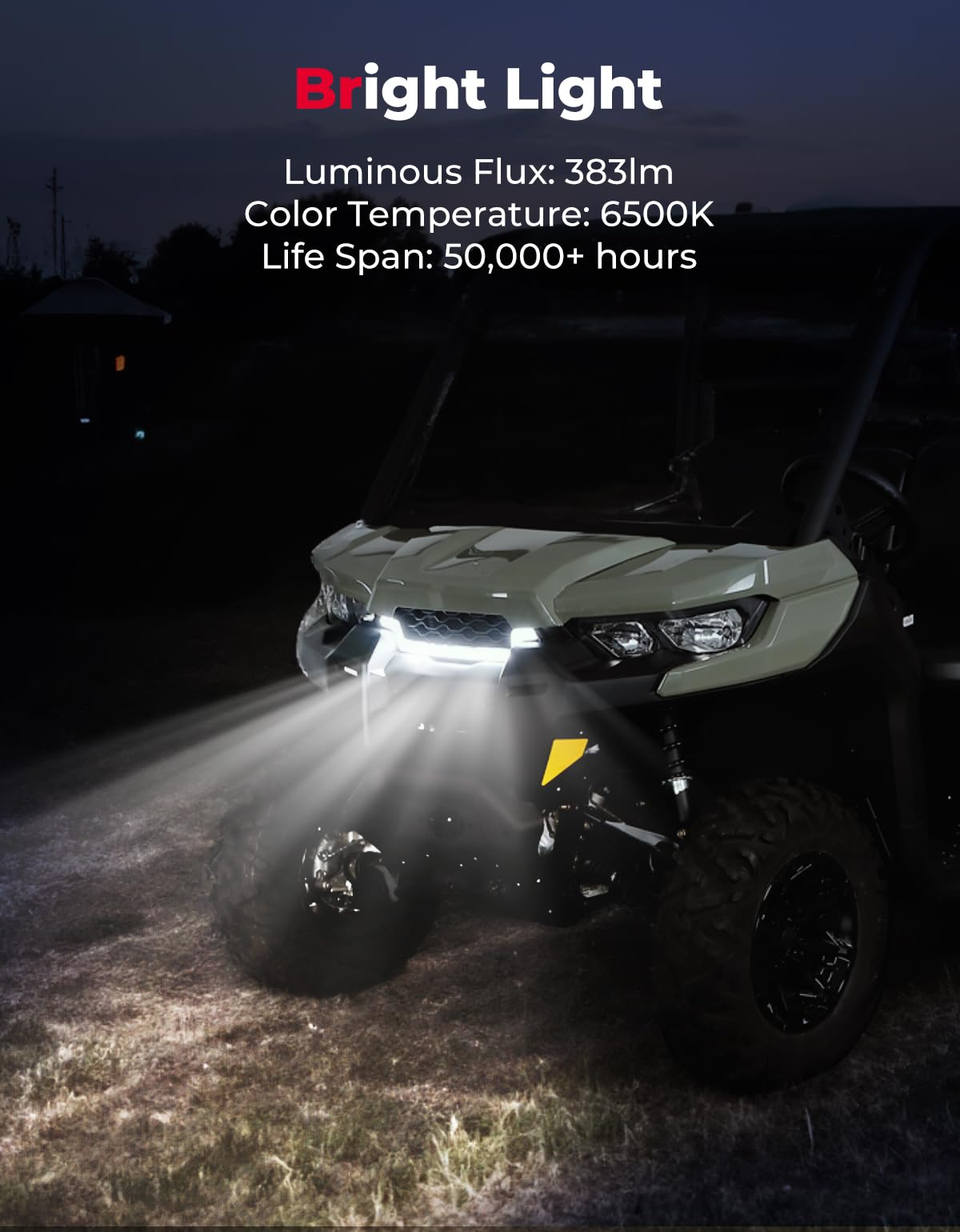 Photo of UTV Grille Light for Can Am Defender by Kemimoto - Premium for UTVs / Side by Sides
