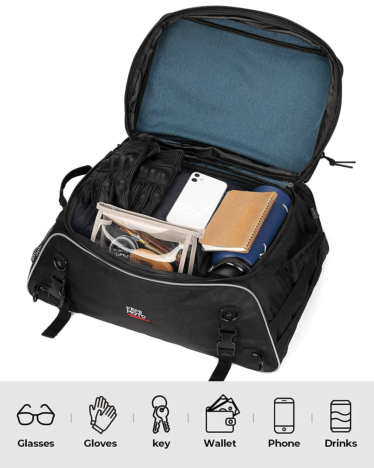 Photo of Motorcycle Travel Luggage Rack Trunk Bag by Kemimoto - Premium for UTVs / Side by Sides