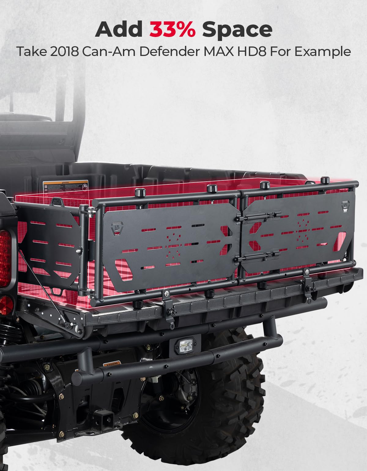 Photo of Heavy-Duty Bed Extender for Can-Am Defender HD10|9|8|7|5 by Kemimoto - Premium for UTVs / Side by Sides