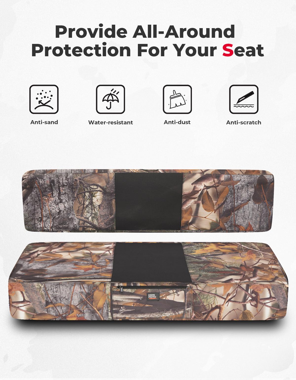 Photo of Camo Bench Seat Cover for Kawasaki Mule 610 600 600D by Kemimoto - Premium for UTVs / Side by Sides