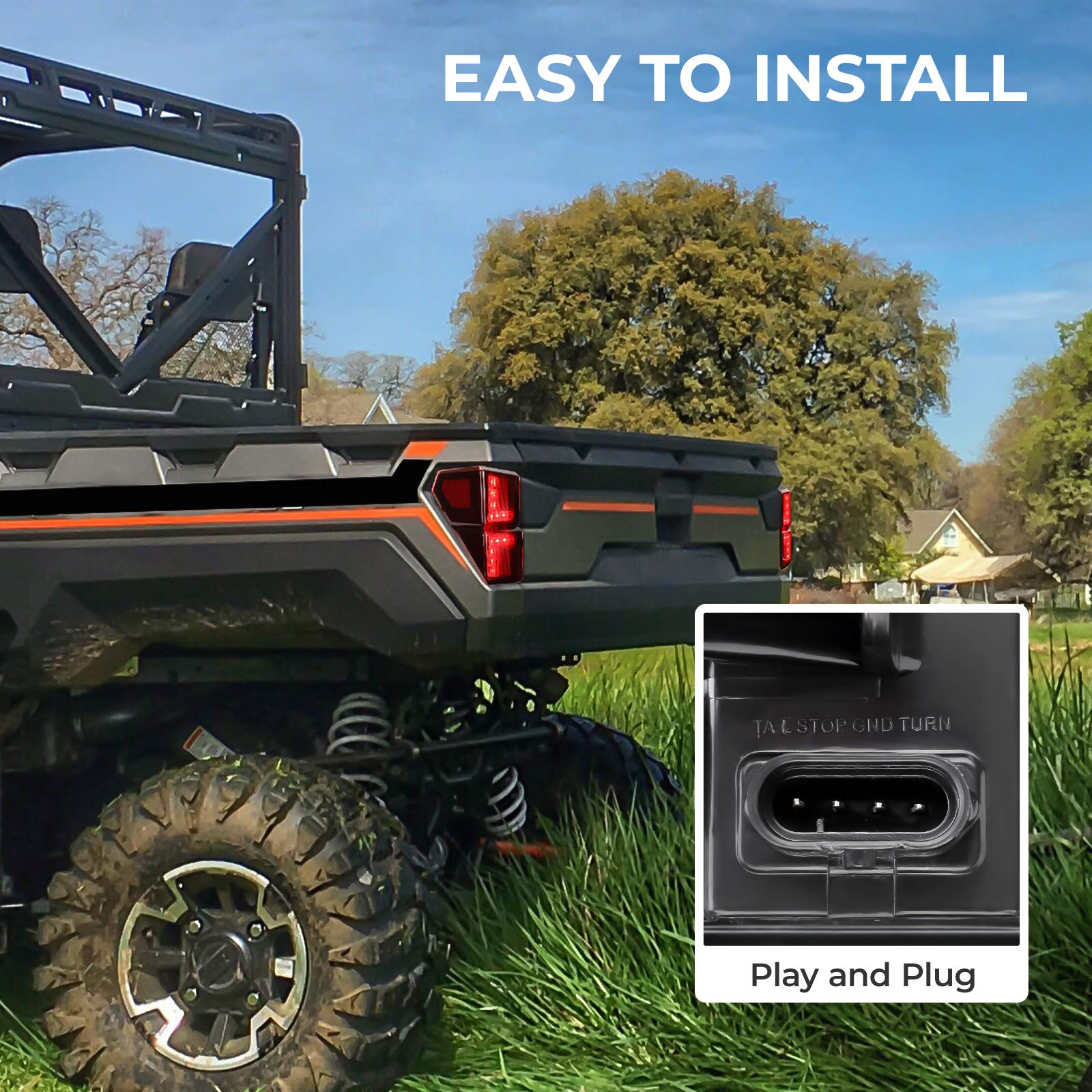 Photo of Tail Lights for Polaris Ranger 1000 XP/ Crew 2018-2025 by Kemimoto - Premium for UTVs / Side by Sides