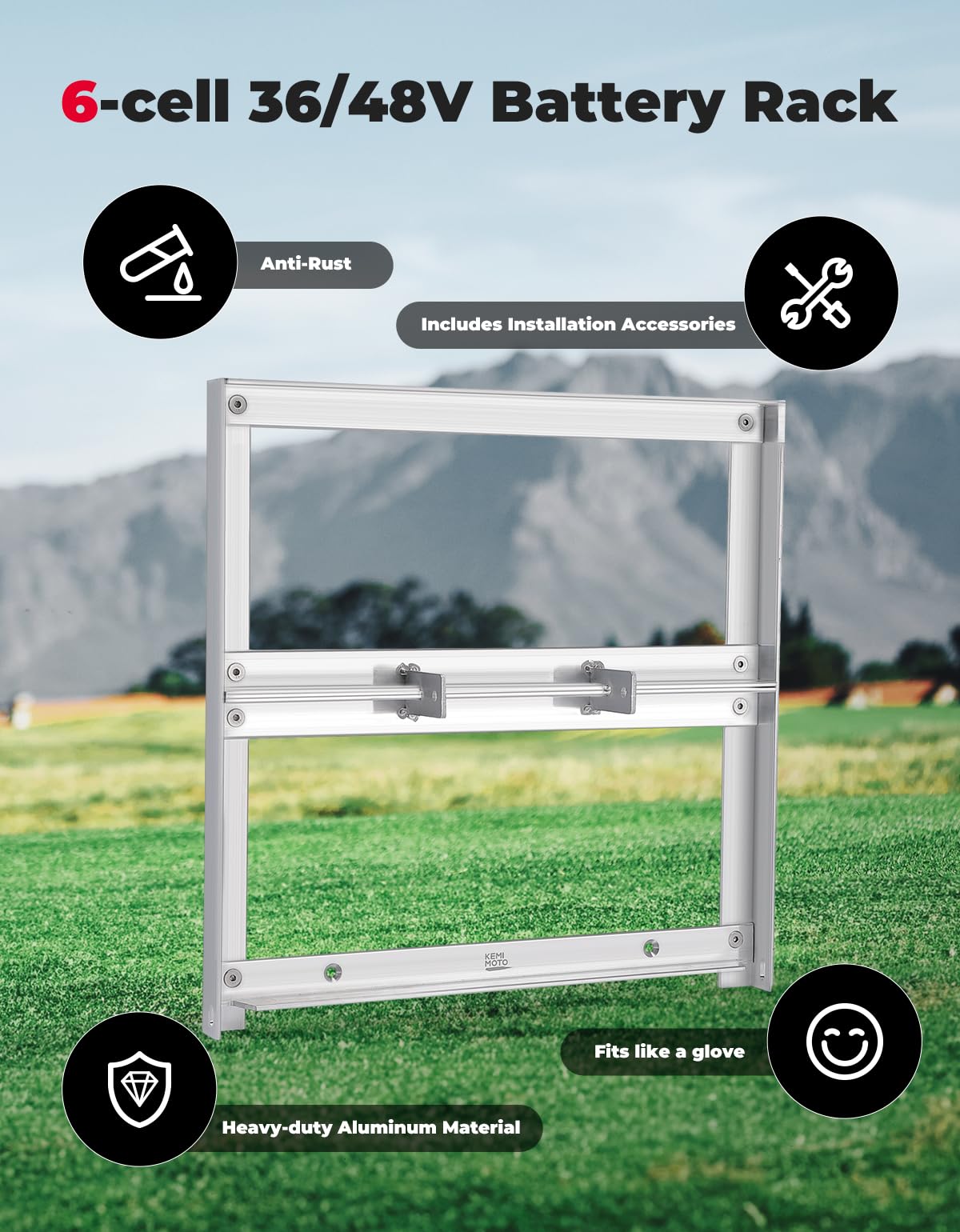 Photo of Kemimoto Aluminum Battery Tray for EZGO TXT/Medalist Golf Cart by Kemimoto - Premium for UTVs / Side by Sides