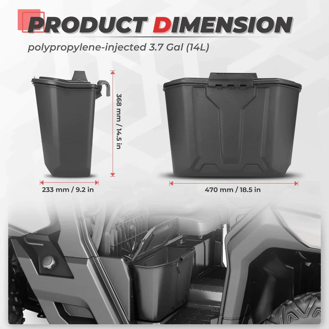 Photo of Removable Storage Box & Center Underseat Storage Box for Can Am Defender by Kemimoto - Premium for UTVs / Side by Sides