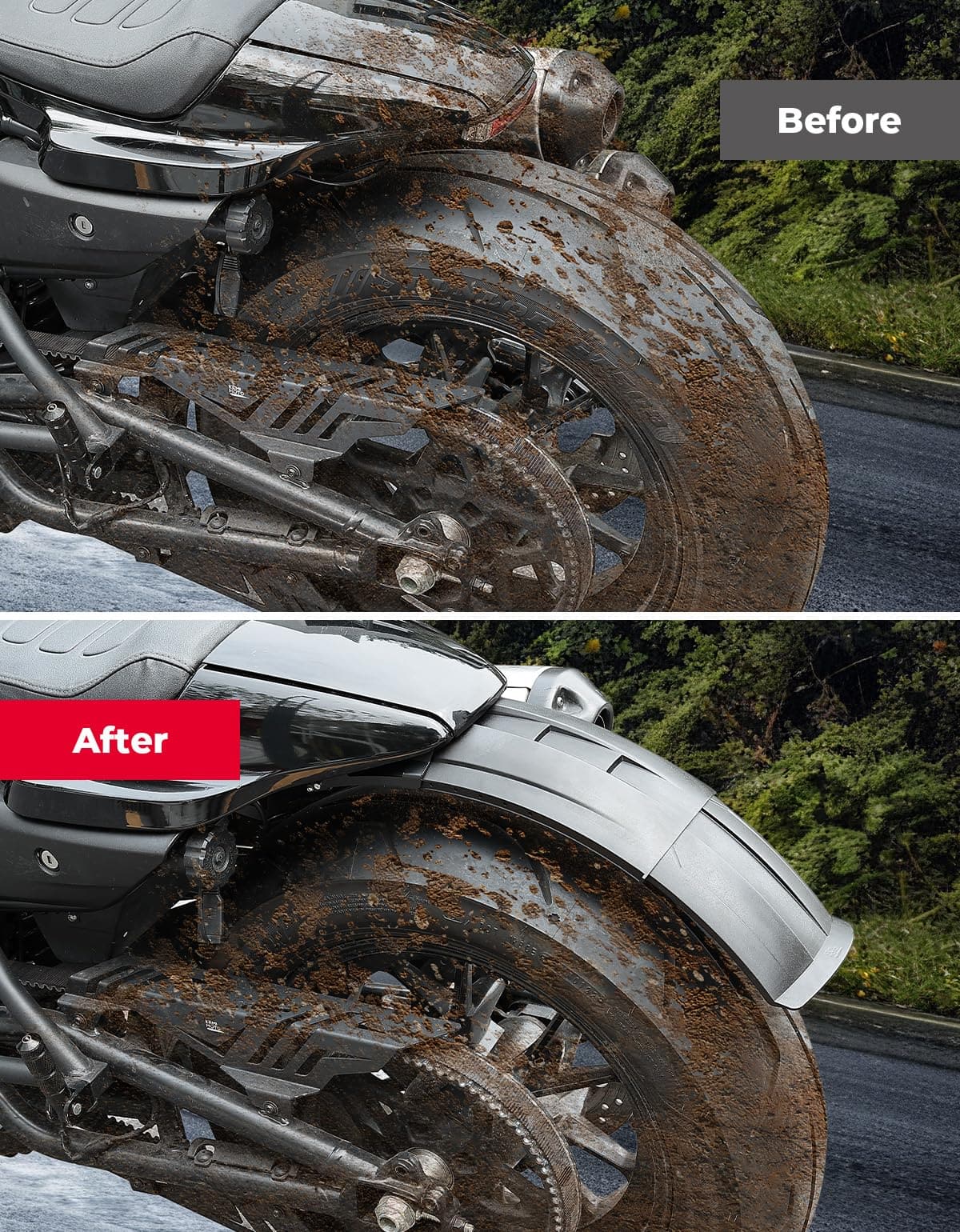 Photo of Rear Fender Scalable Concealed for Sportster S RH1250 2021-2025 by Kemimoto - Premium for UTVs / Side by Sides