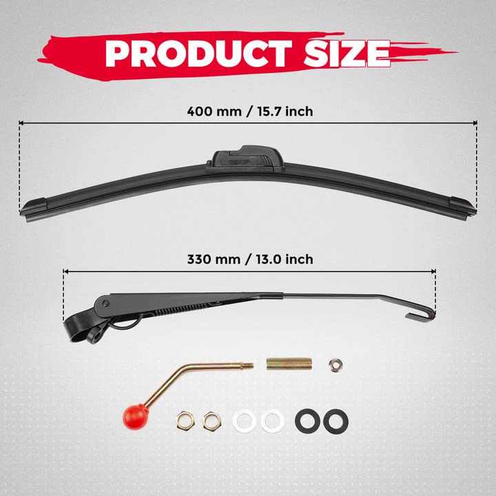Photo of UTV Hand Operated Manual Windshield Wiper Kit by Kemimoto - Premium for UTVs / Side by Sides