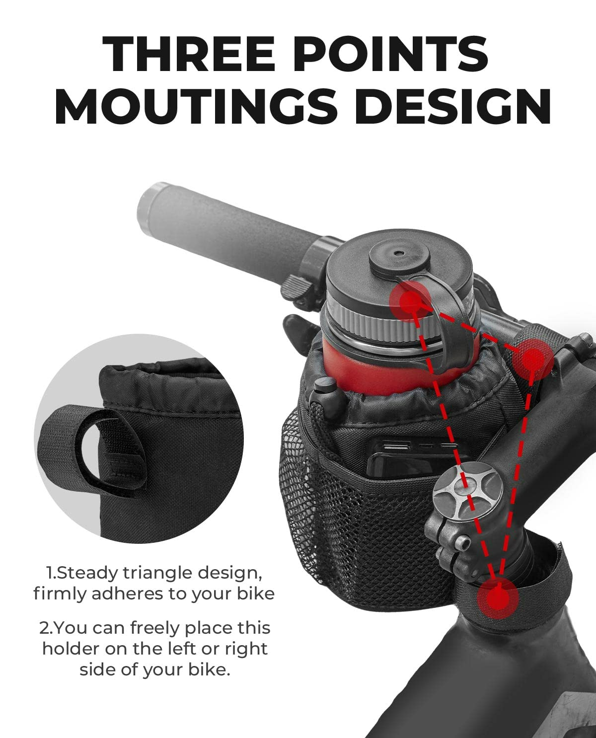 Photo of Kemimoto Bicycle Handlebar Cup Holder by Kemimoto - Premium for UTVs / Side by Sides