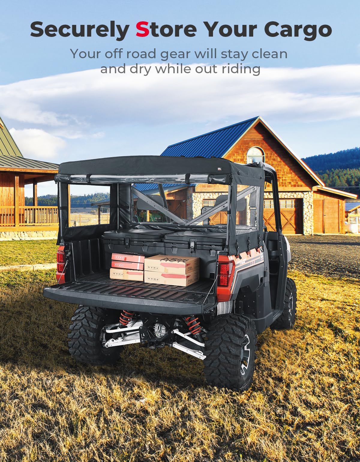 Photo of UTV Soft Cargo Camper Bed Cover Rack for Polaris Ranger 570 Full-size/XP 900/1000 / XP 1000 / Crew by Kemimoto - Premium for UTVs / Side by Sides
