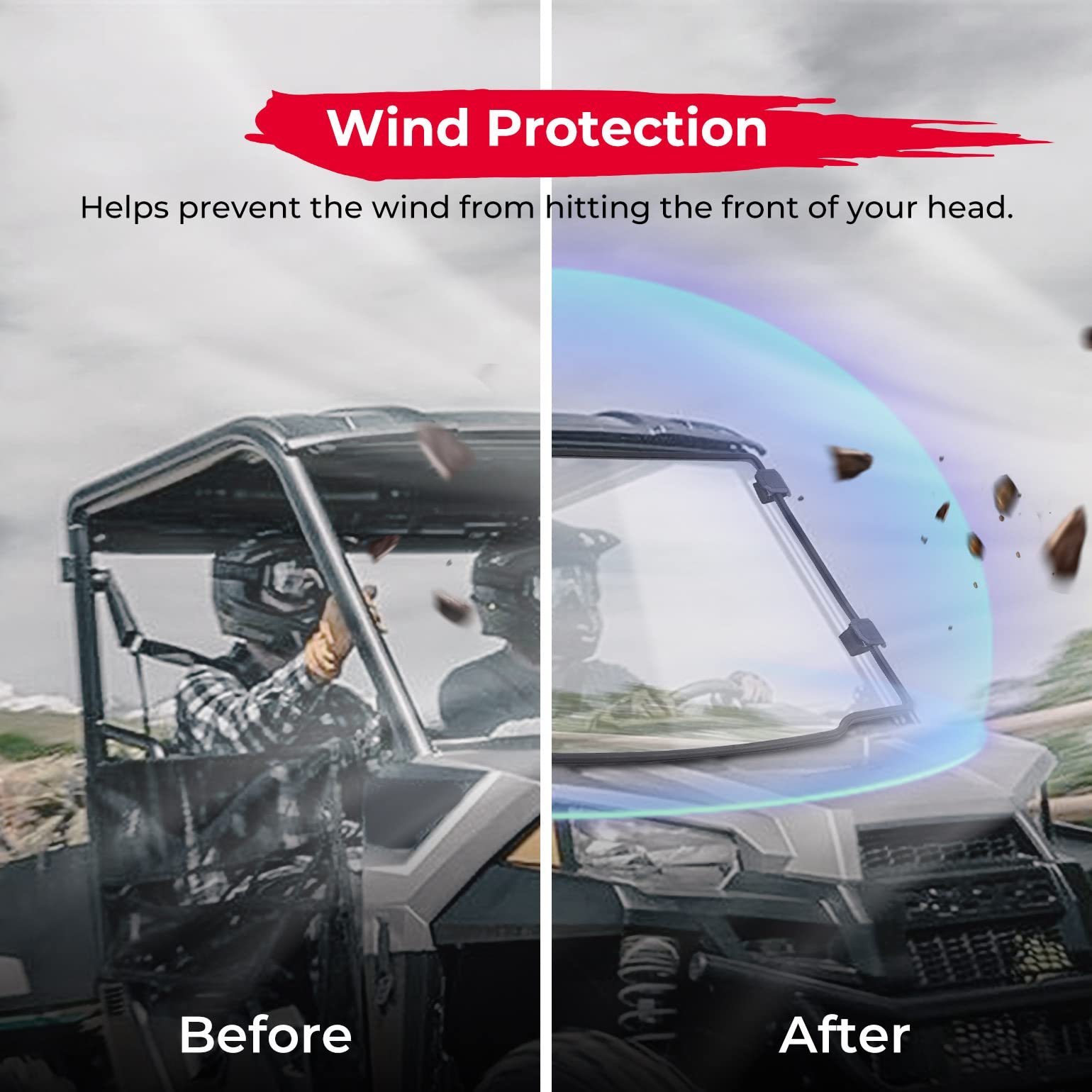 Photo of Kemimoto Front Full Windshield for Ranger Midsize 500 570 2015-2022 by Kemimoto - Premium for UTVs / Side by Sides