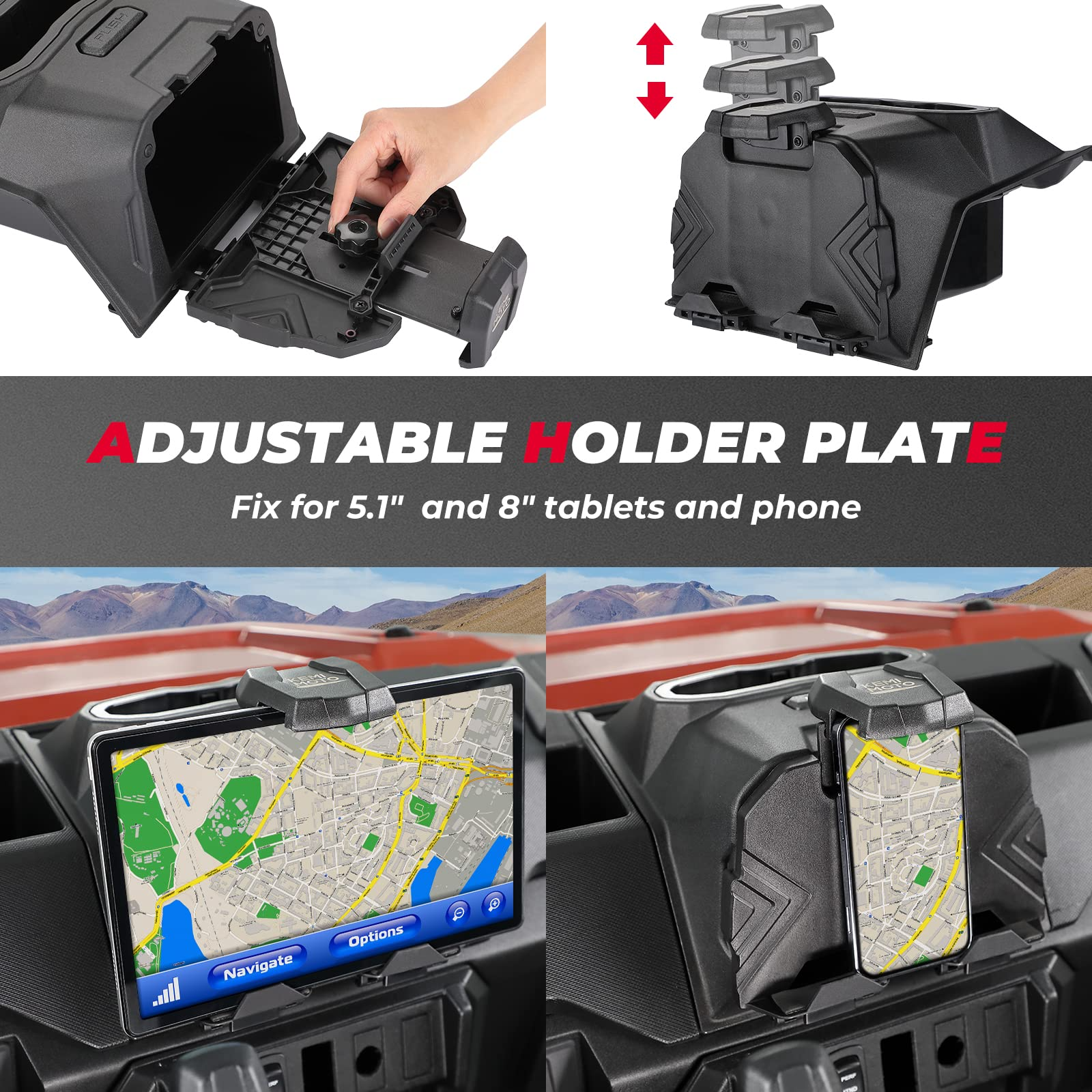 Photo of Tablet Holder Electric Device GPS Mount for Polaris Ranger XP 1000/crew by Kemimoto - Premium for UTVs / Side by Sides